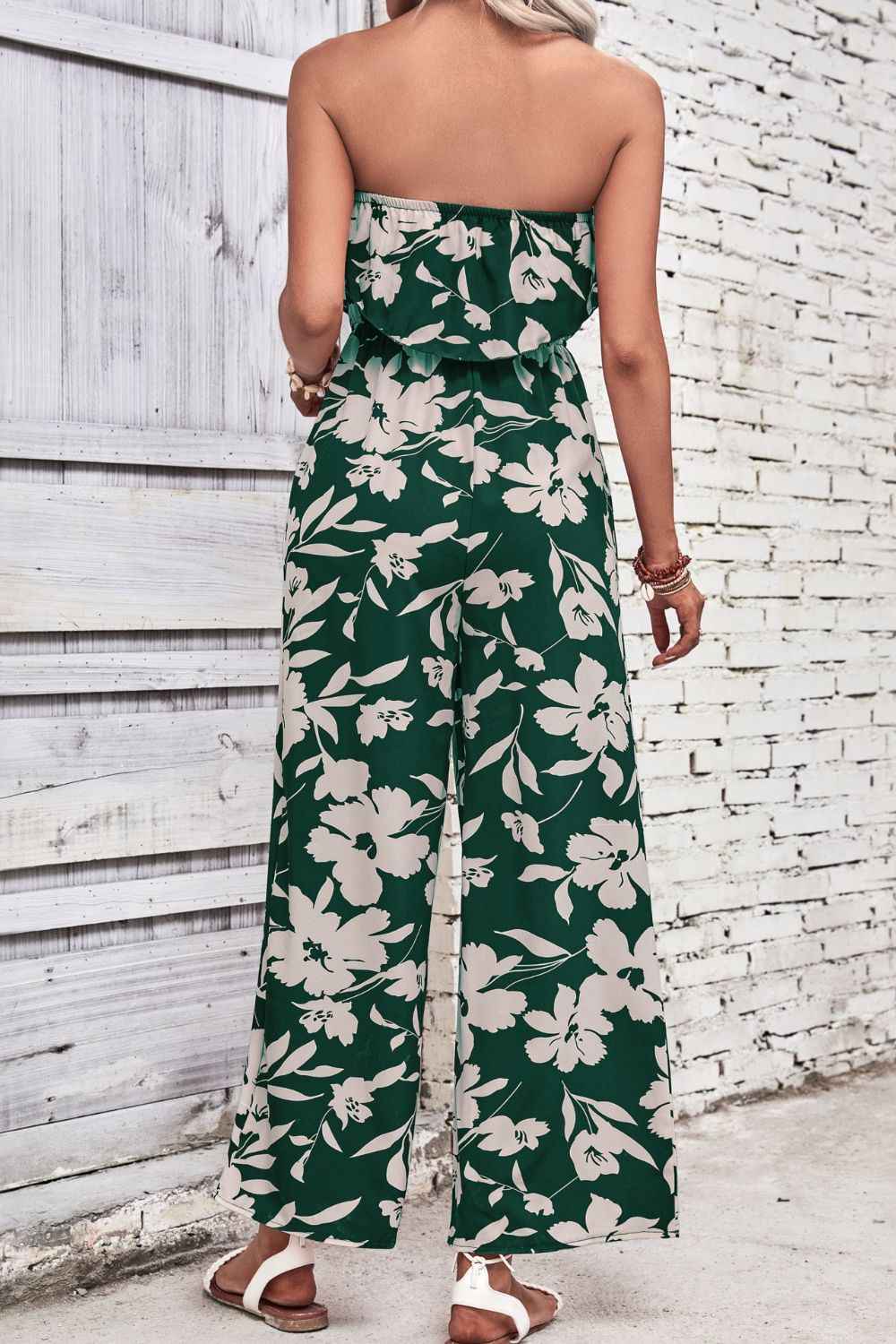 Perfee Floral Strapless : Wide Leg Jumpsuit