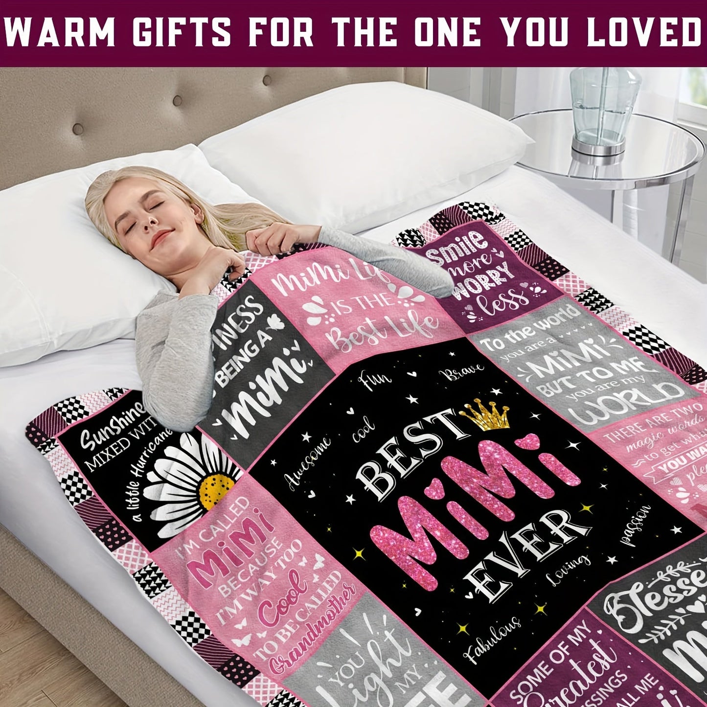 Cool Mimi Gift Idea - 1pc Mimi Throw Blanket for Grandma - Best Sofa Blanket for Grandchildren