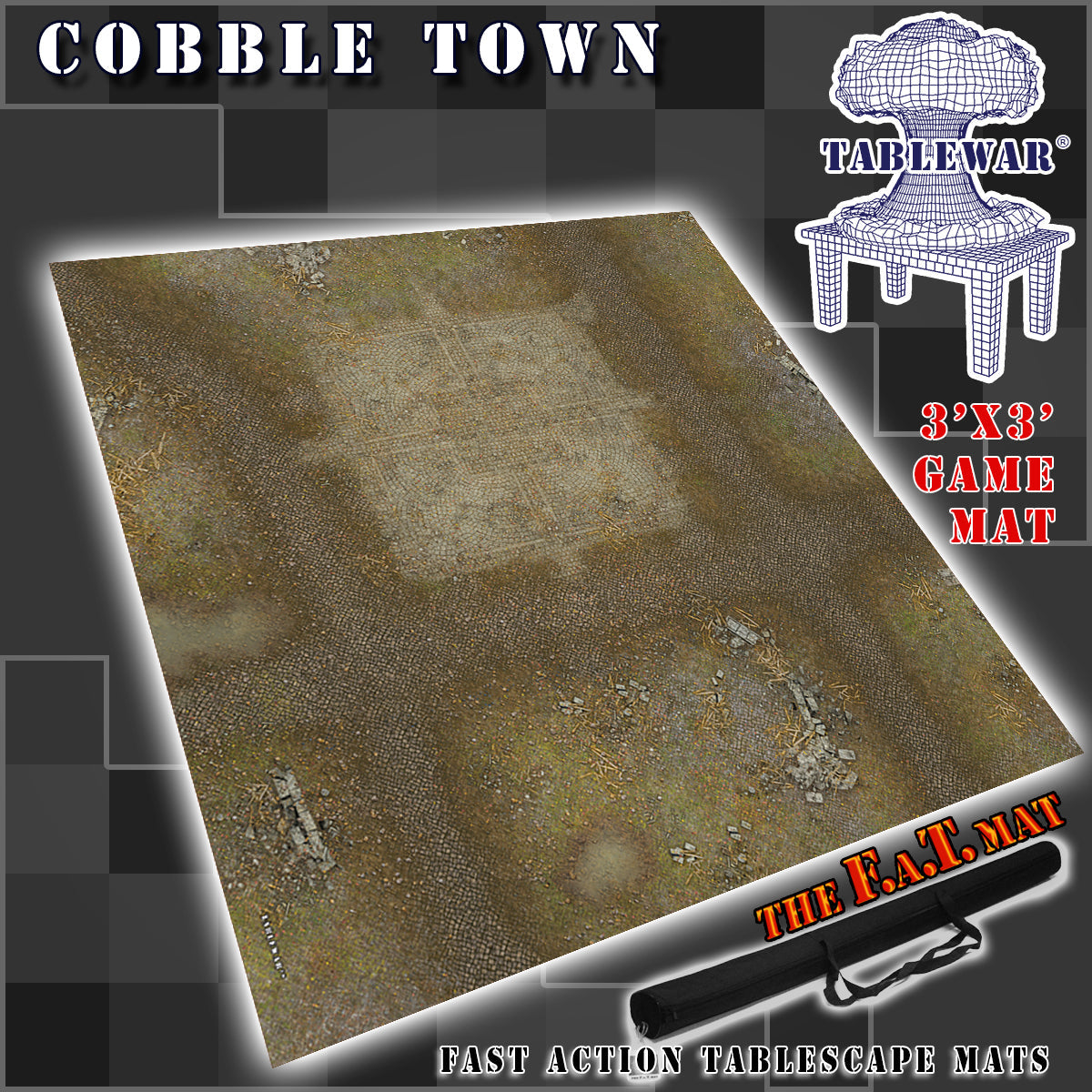3x3 'Cobble Town' F.A.T. Mat Battle Gaming Mat