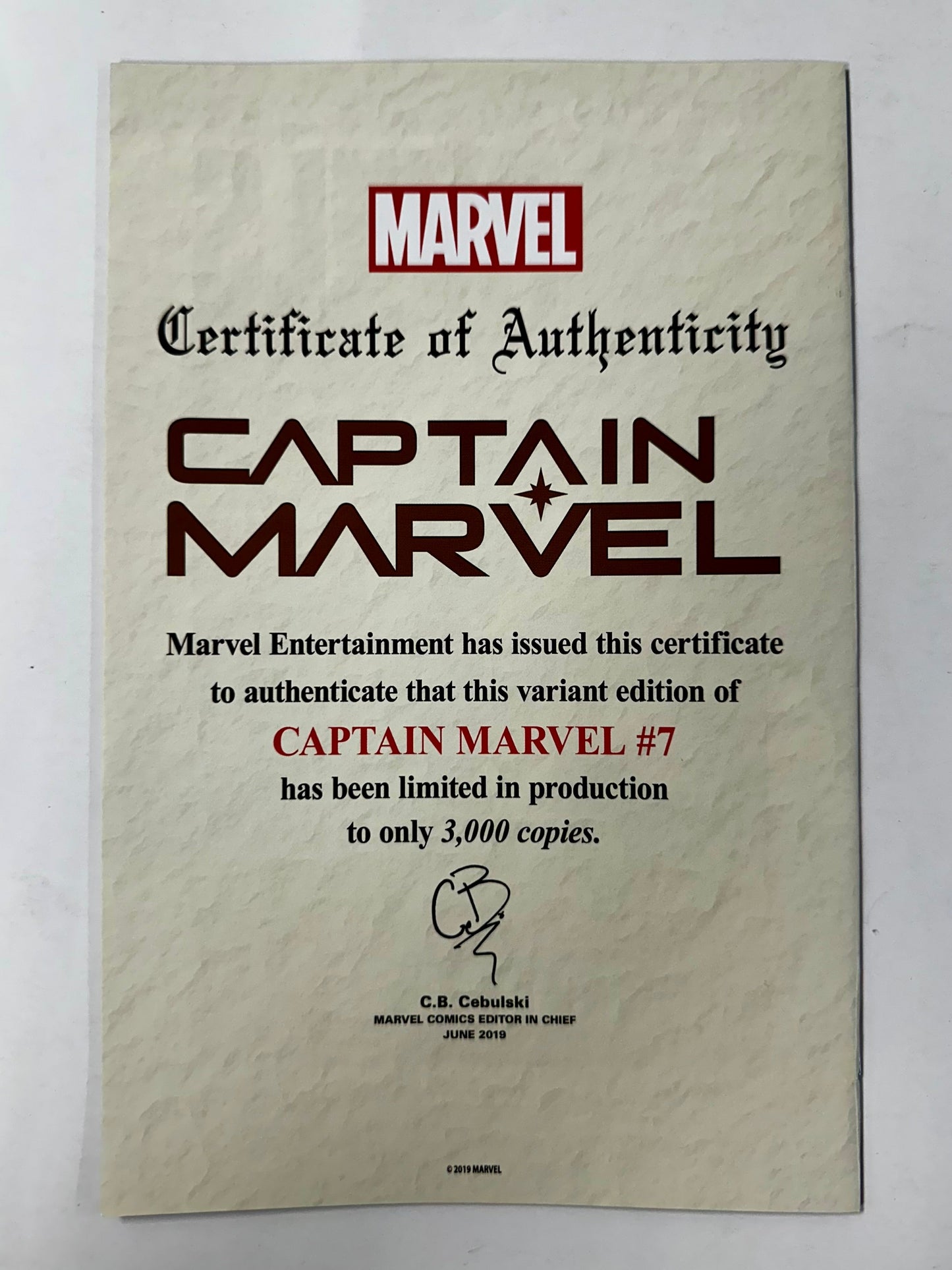 Captain Marvel #7 J Scott Campbell Glow In The Dark SDCC 2019 Variant GITD