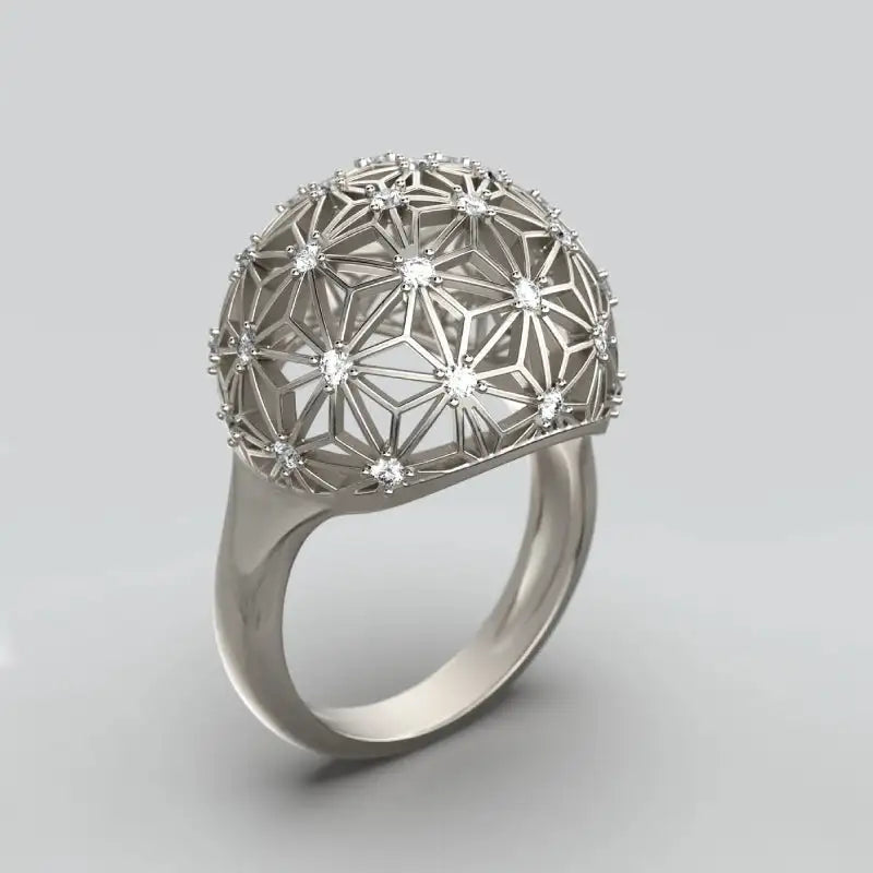 Hollow Spherical Diamond-studded Ring Design