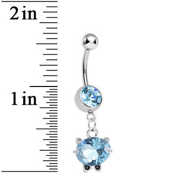 Aqua Gem Black Tie Affair Swanky Crystal Cat Head Dangle Belly Ring