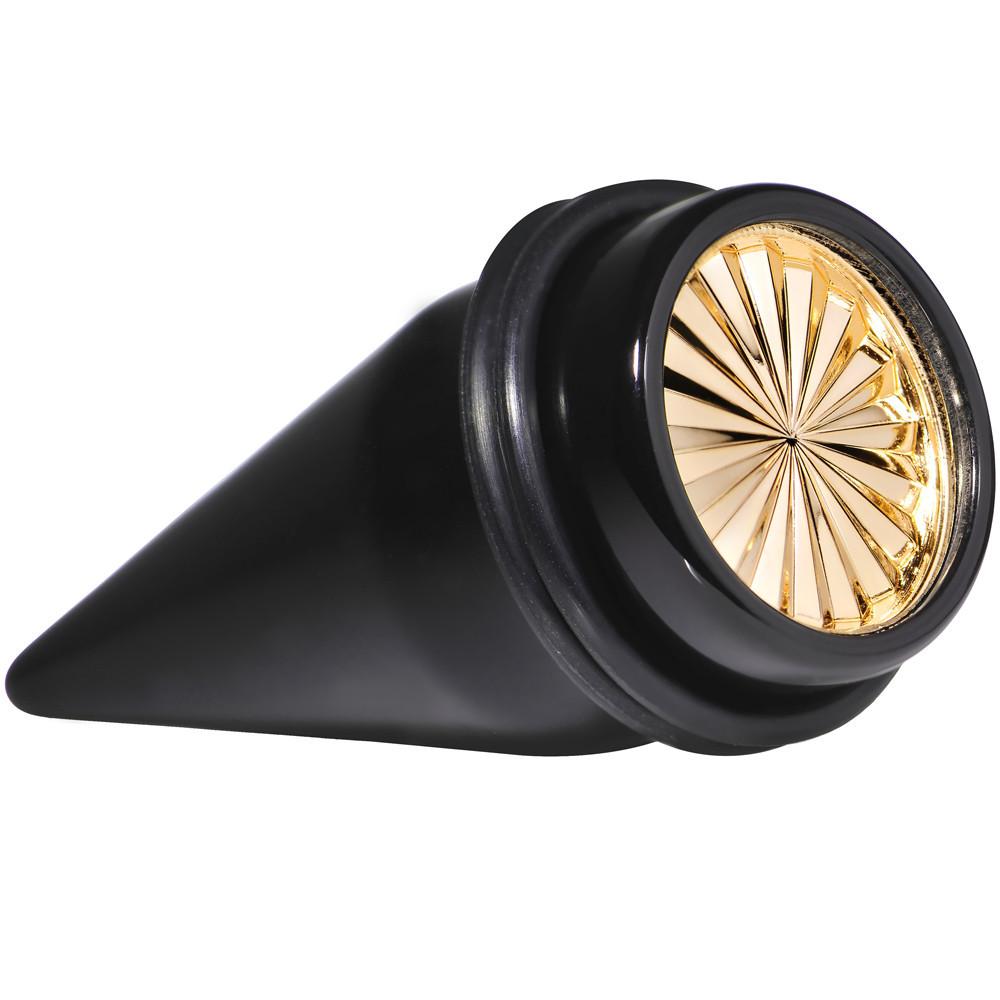 Black Acrylic Gold Flashy Tire Rim Taper 2G to 20mm