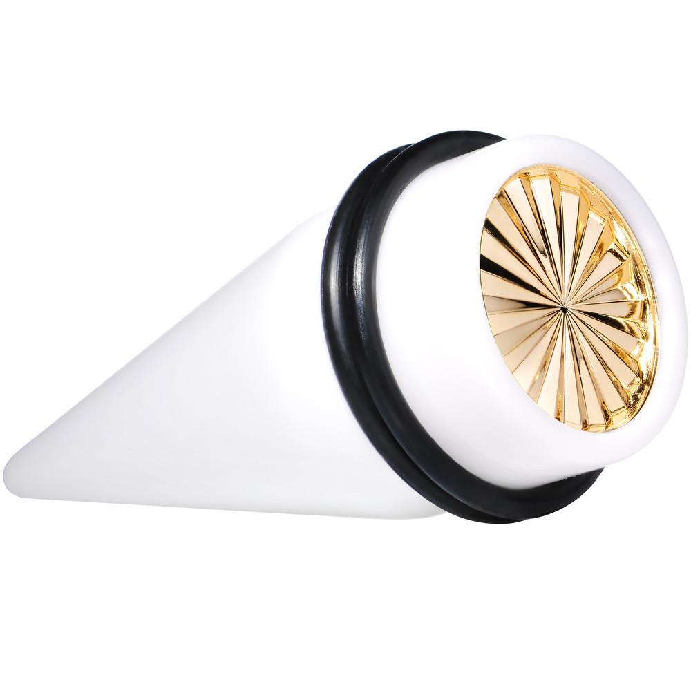 White Acrylic Gold Flashy Tire Rim Taper 2G to 20mm