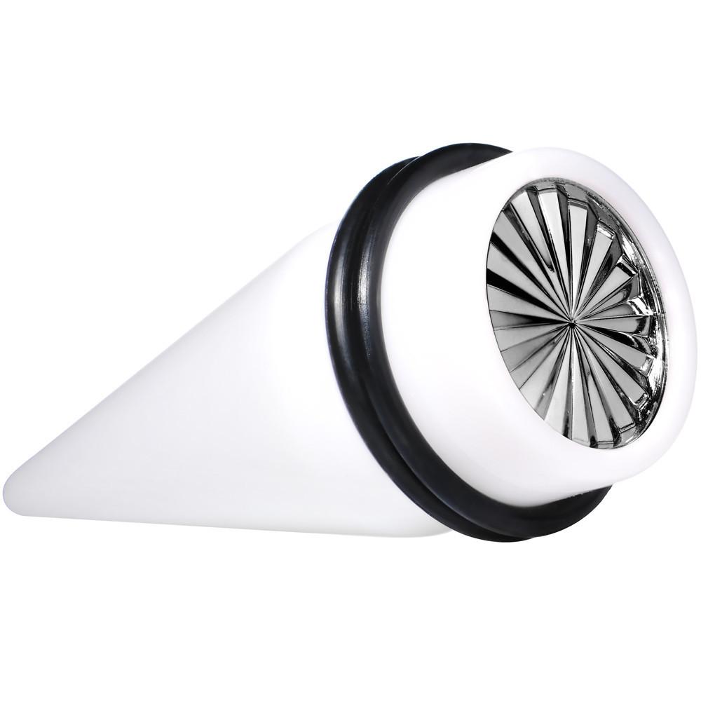 White Acrylic Grey Flashy Tire Rim Taper 2G to 20mm