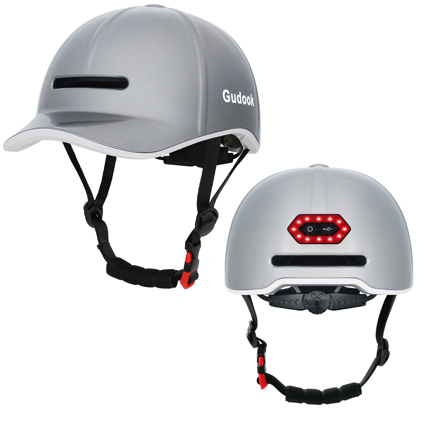 High-end LED Rechargeable Rear Lamp City Recreational Bicycle Riding Peaked Cap Helmet