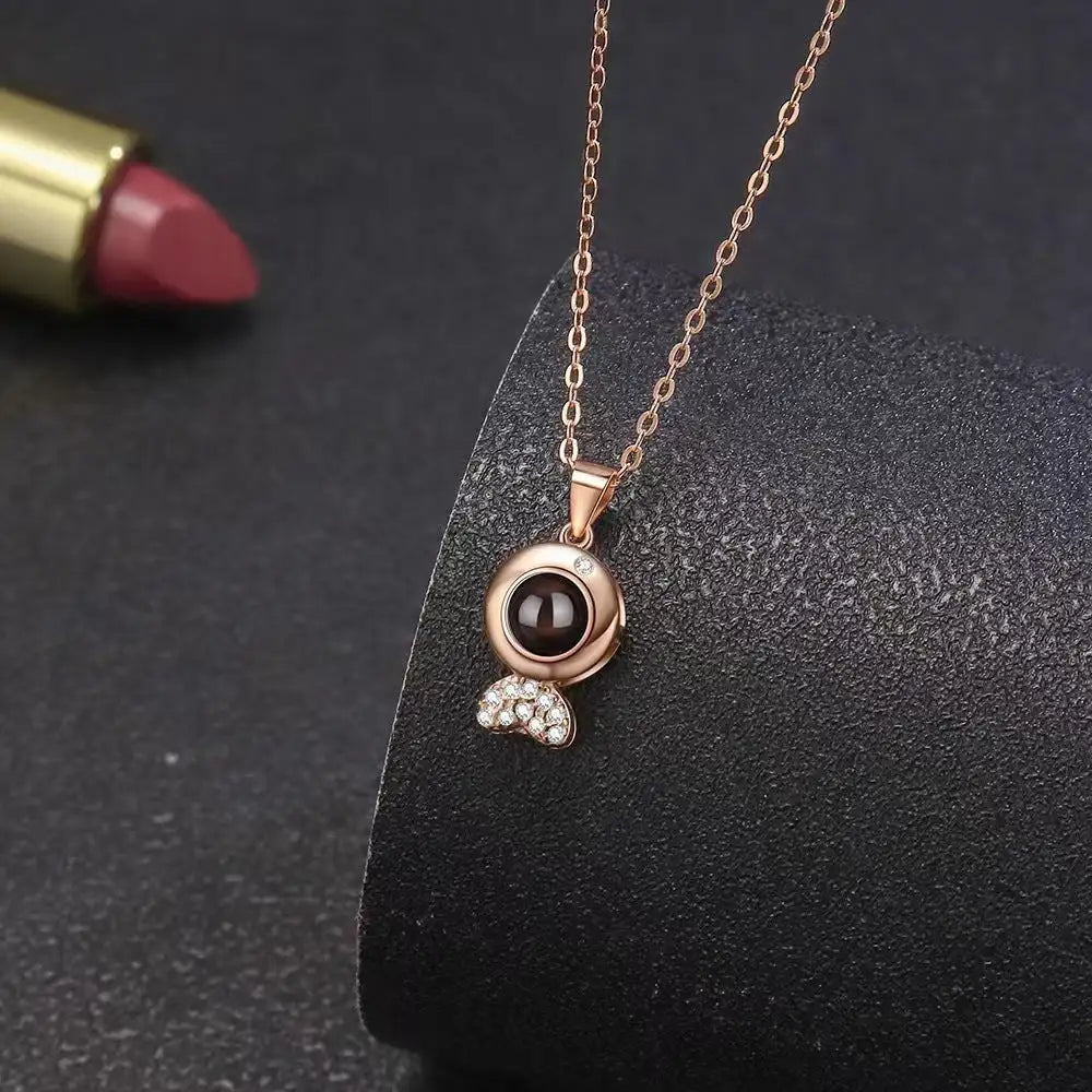 Women's Sterling Silver Fashionable Projection Photo Necklace