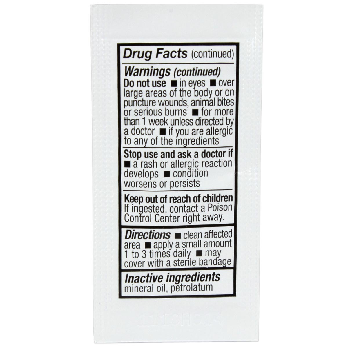 Single Antibiotic (Neomycin) .9gm. Pouch, 144 per box