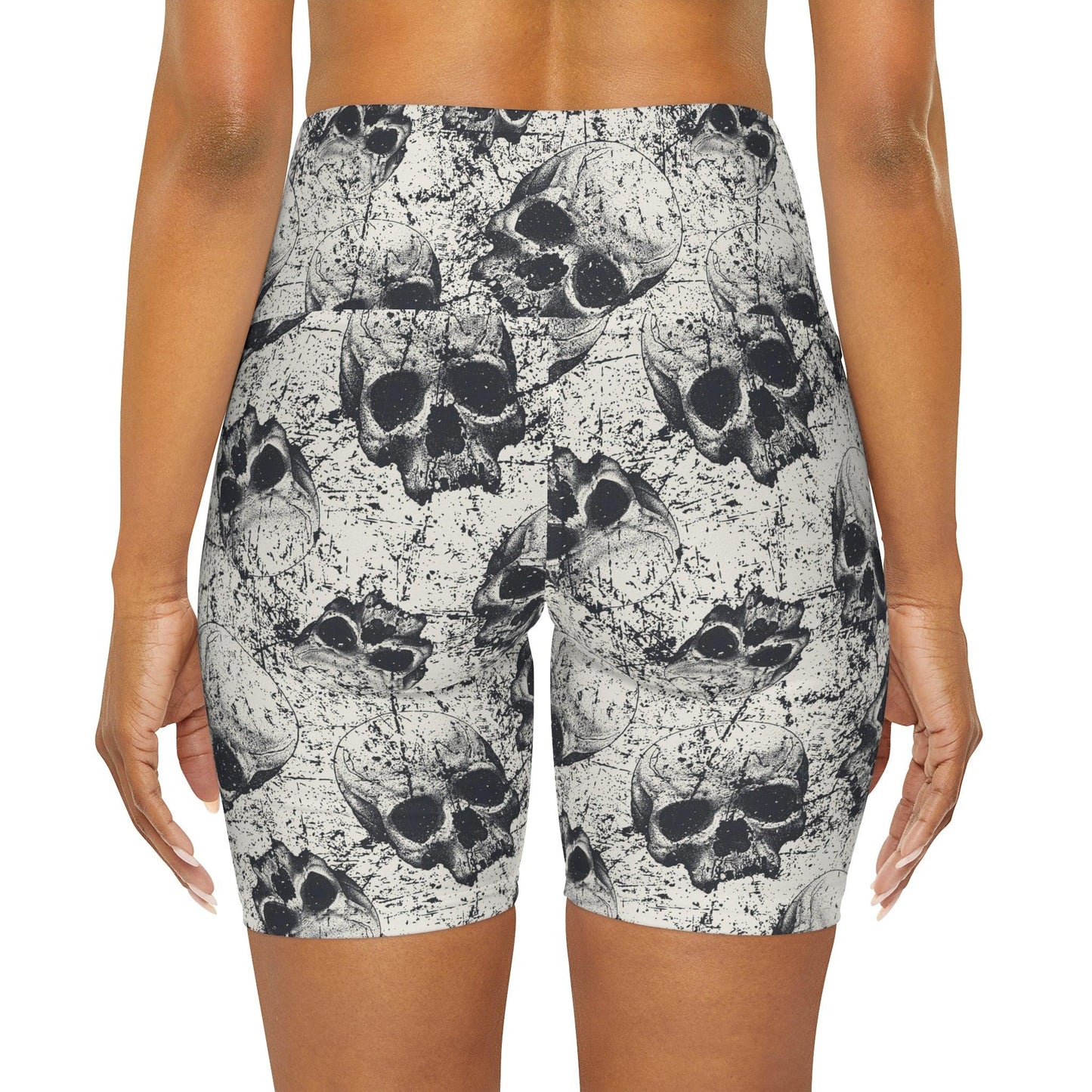 Ancient Skulls High Waisted Yoga Shorts\ - Lizard Vigilante