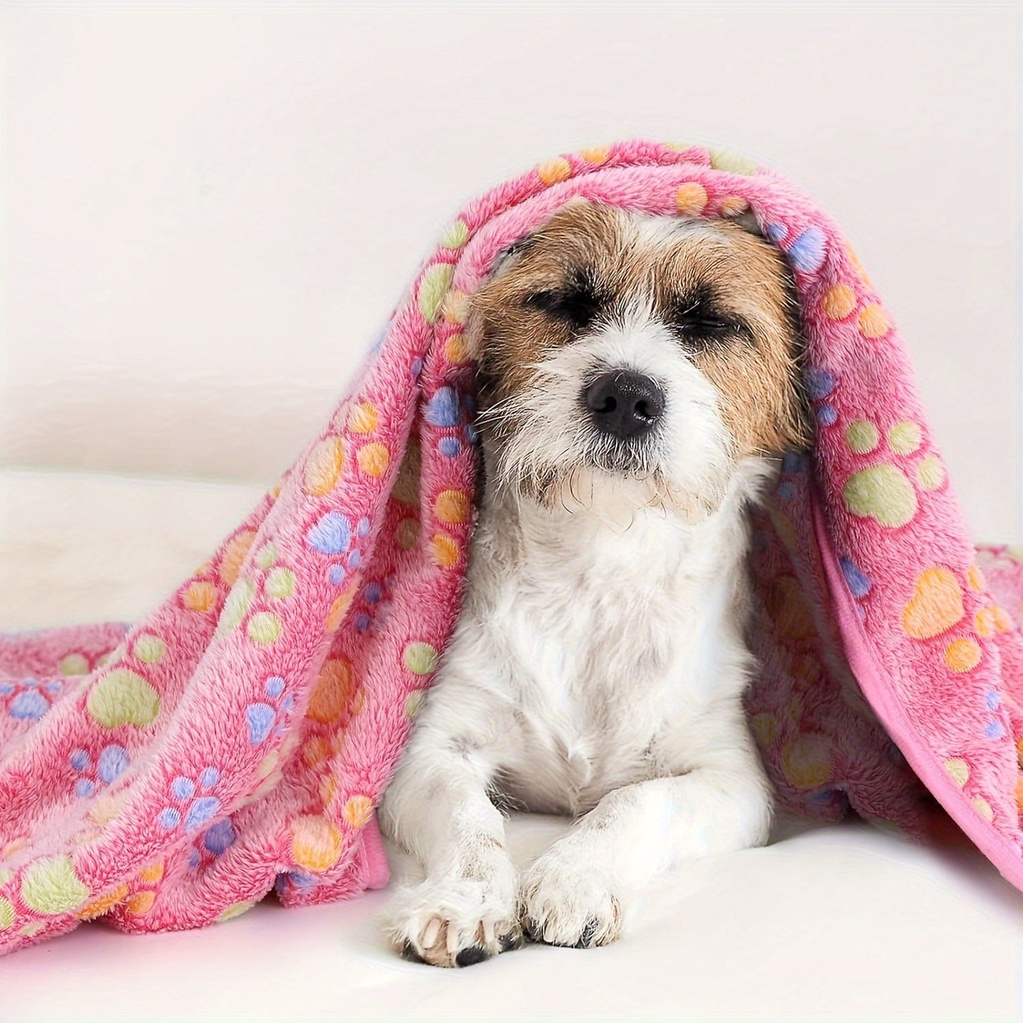 3pacs Pet Blanket Dog Puppy Blanket Paw Print Fleece Blanket For Small Medium Pet Dog Cat Warm Soft Sleep Mat (White, Coffee, Pink ) XS:40*60CM, S:52*76CM