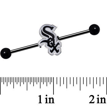 Licensed MLB Black Anodized Chicago White Sox Industrial Barbell 38mm