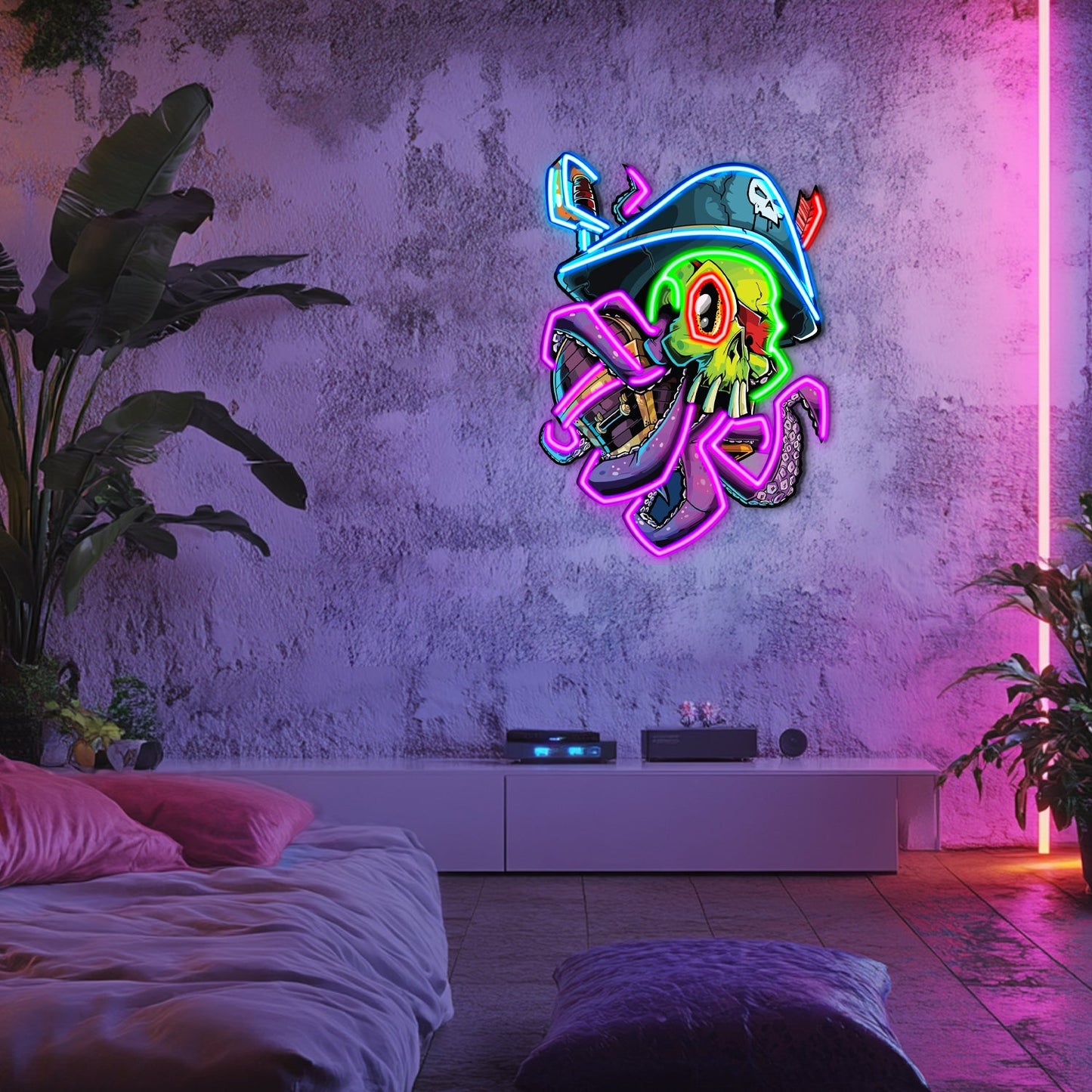 UV Printed Octopus Neon Wall Art- LV0002