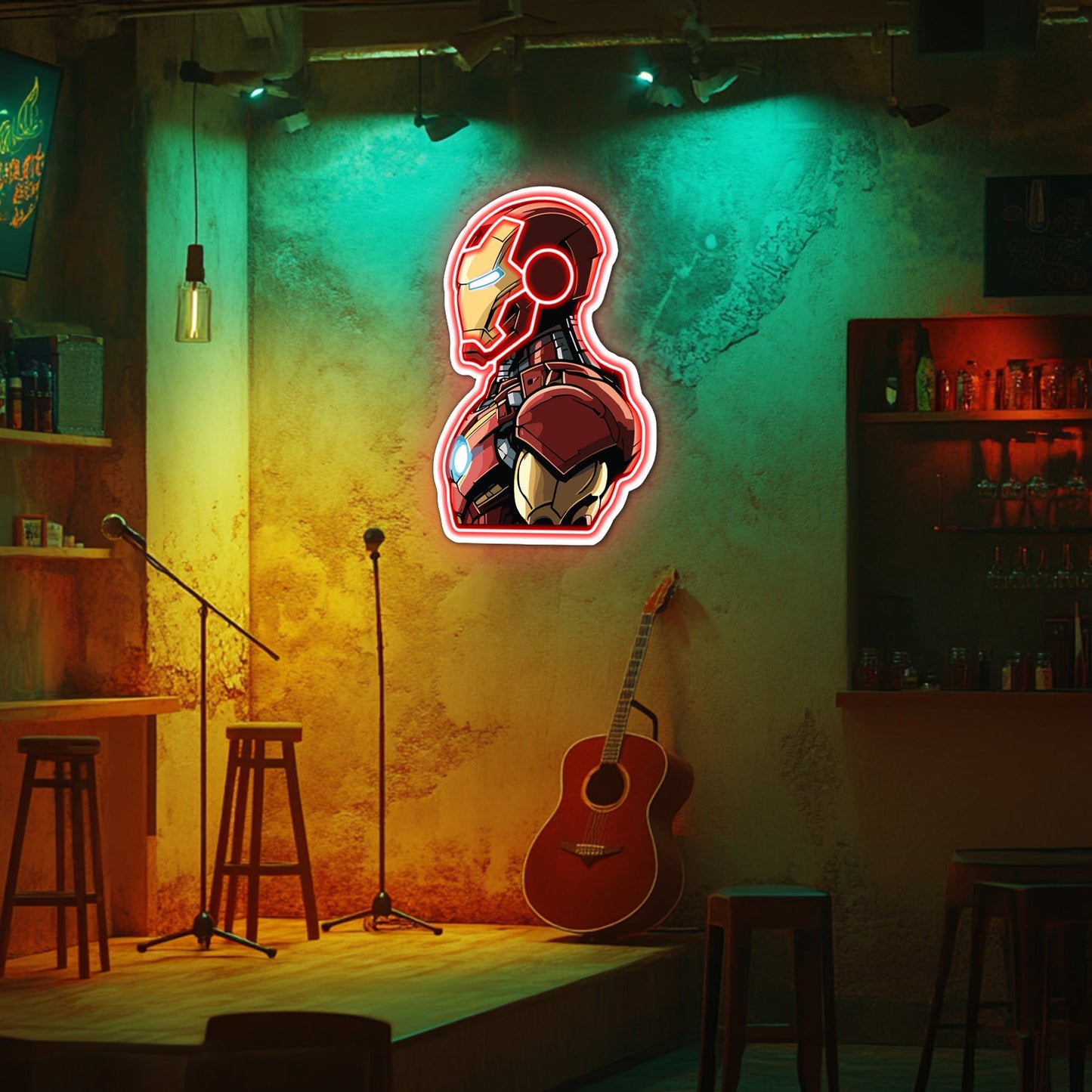 UV Printed Iron-Man Neon Wall Art- LV0076