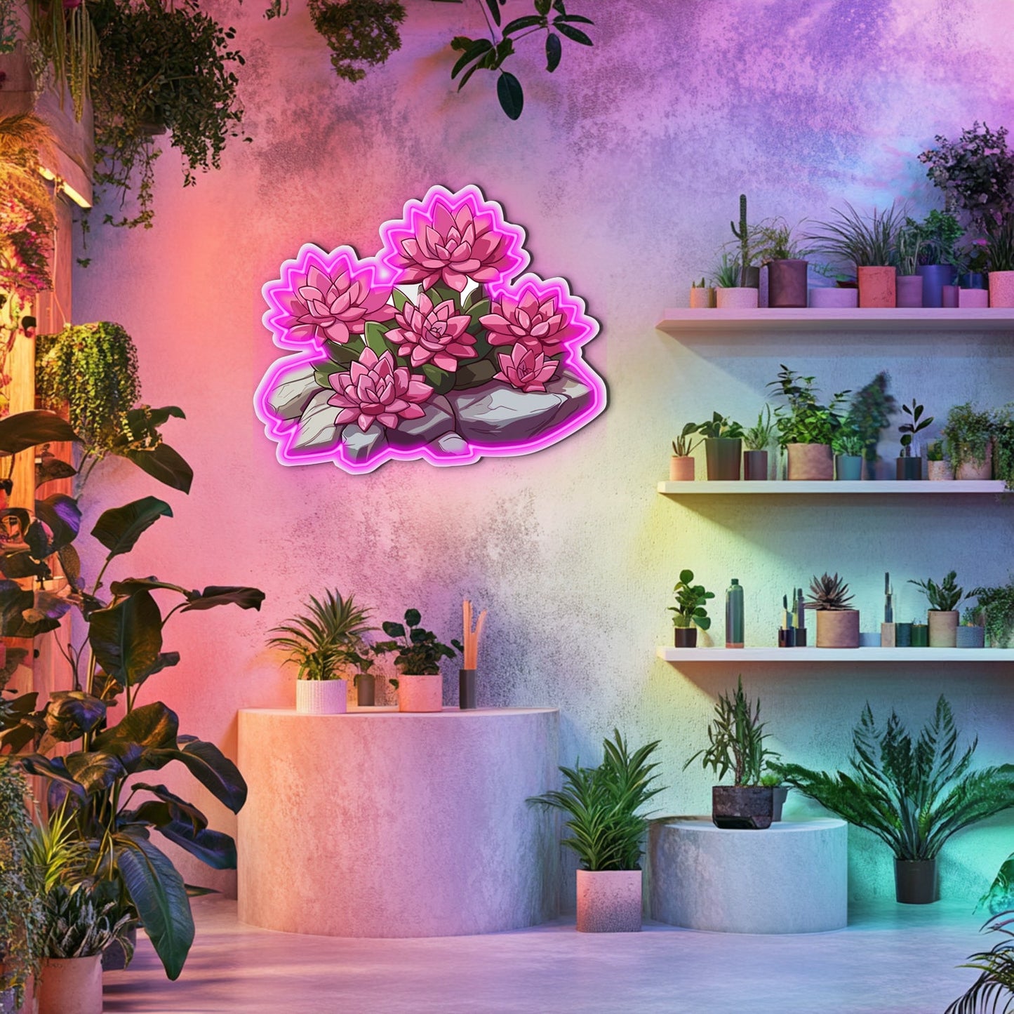 UV Printed Flowers Neon Wall Art- LV0007