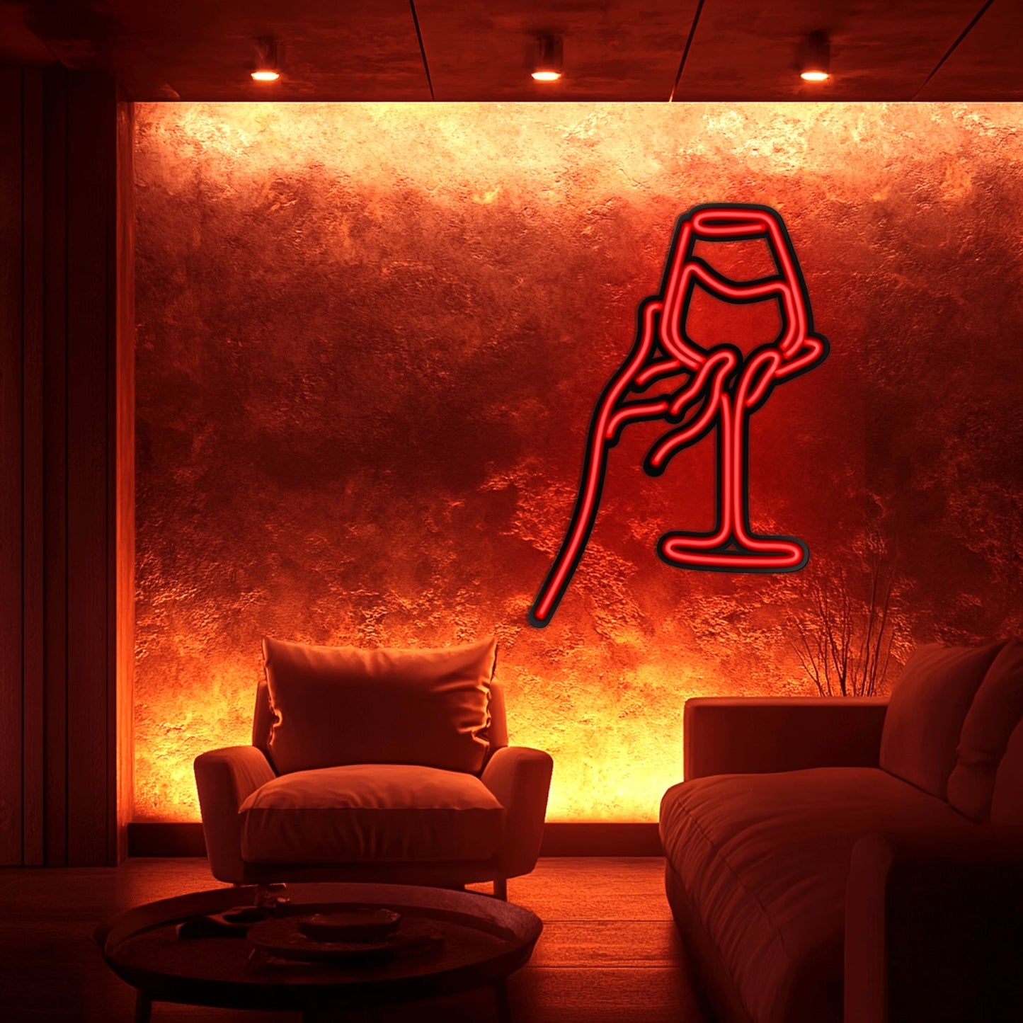 Wine Line Art Metal Neon Wall Art- LN0008