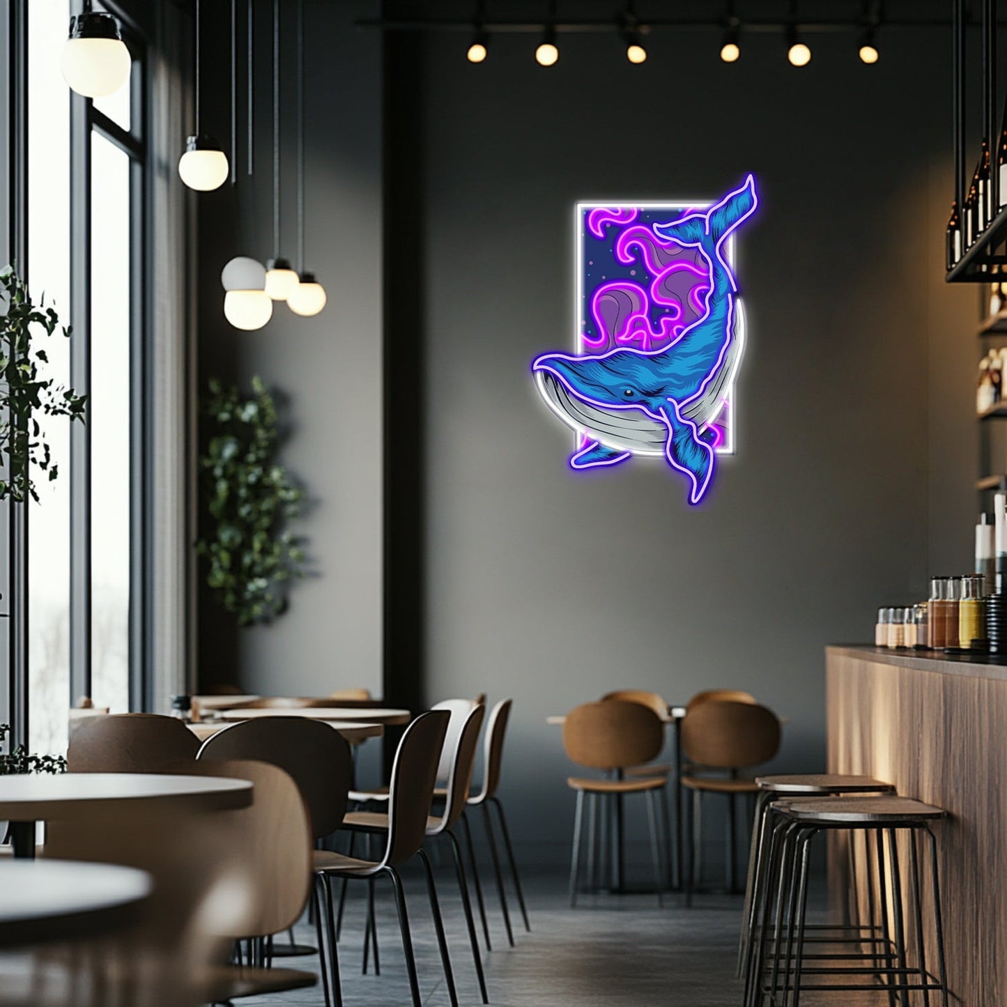 UV Printed Whale Neon Wall Art- LV0005