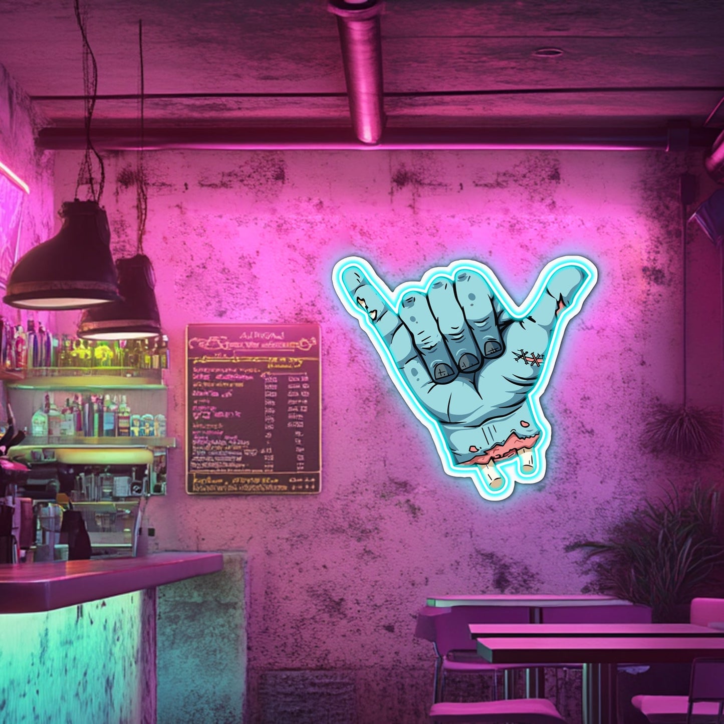 UV Printed Scary Call Neon Wall Art- LV00656