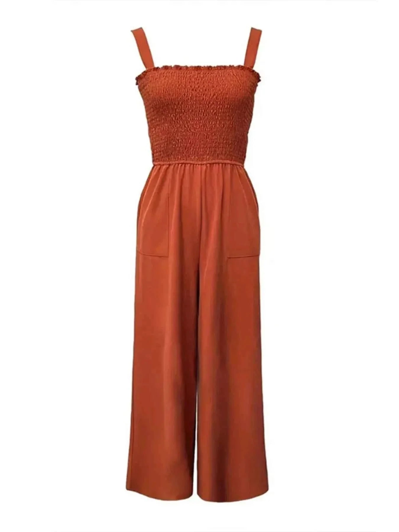Stylish Smocked Wide : Leg Jumpsuit