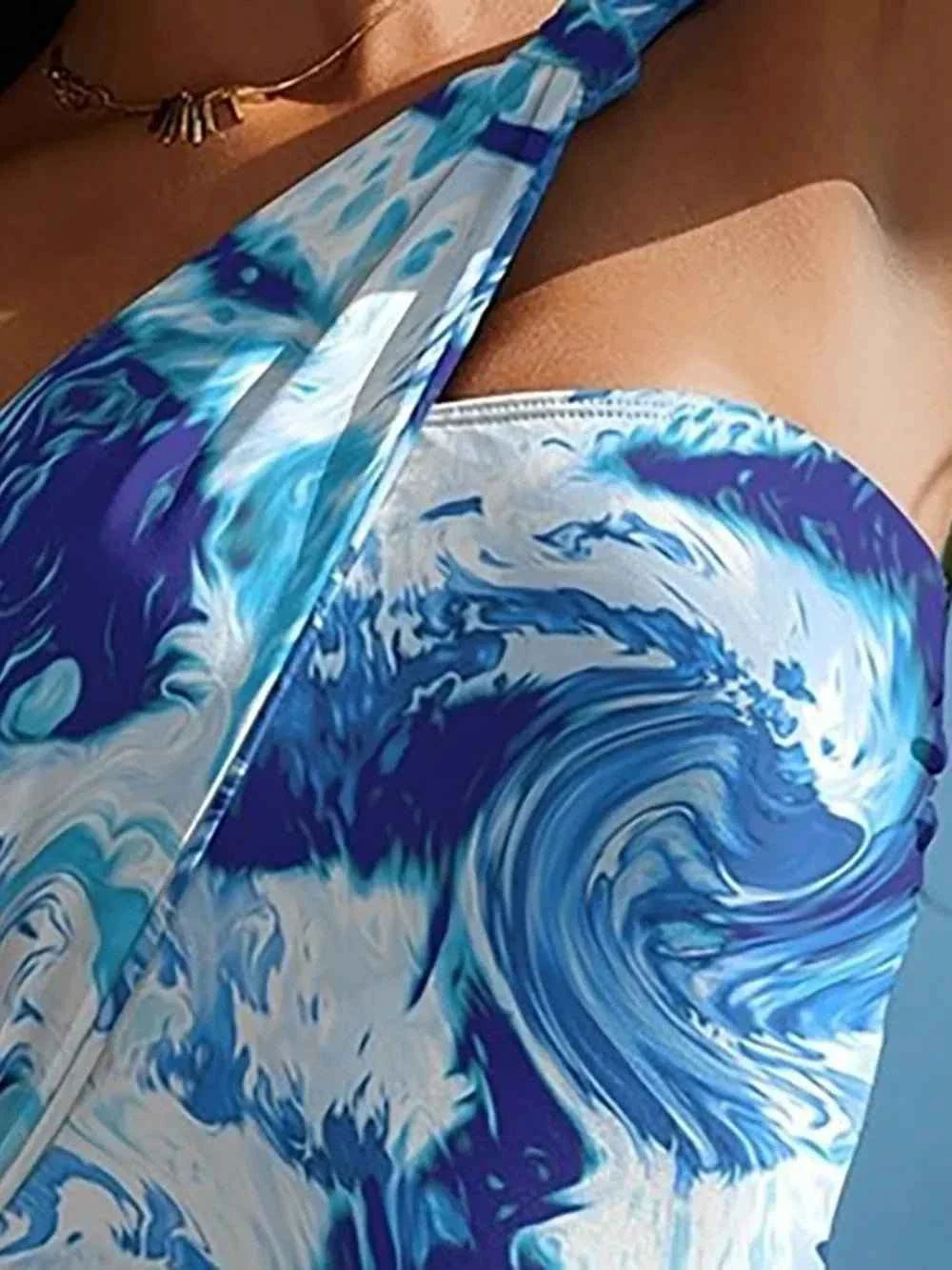 Stylish Cutout Printed One-Shoulder One-Piece Swimwear