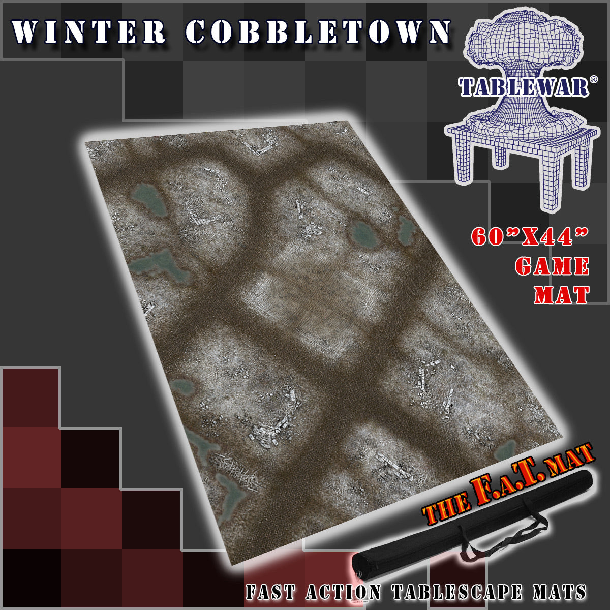 60x44" 'Winter Cobbletown' F.A.T. Mat Battle Gaming Mat