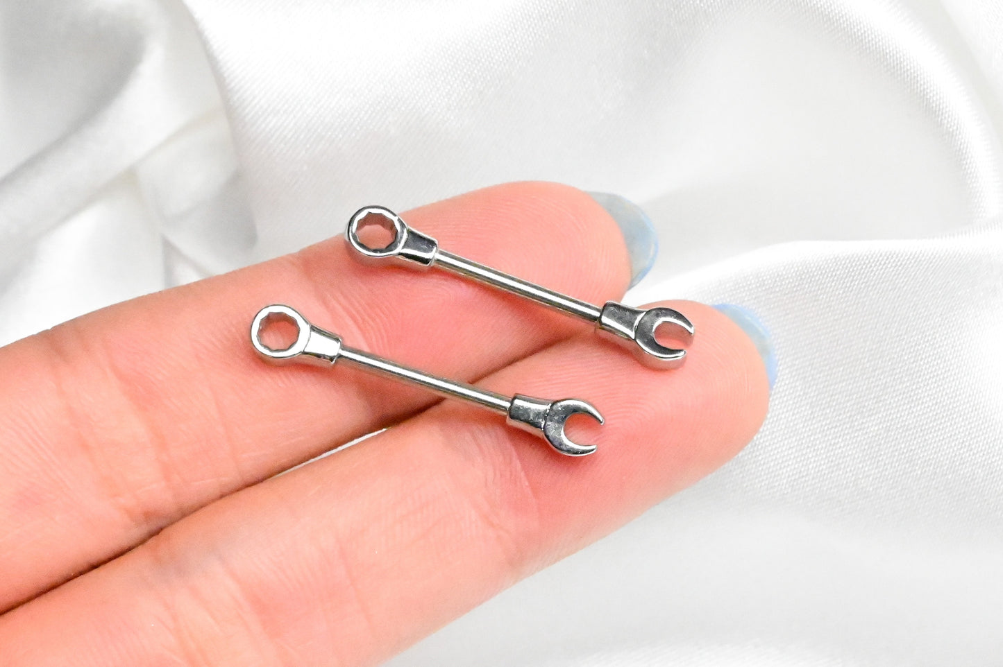14G 13mm Combo Wrench Barbell Nipple Ring Set