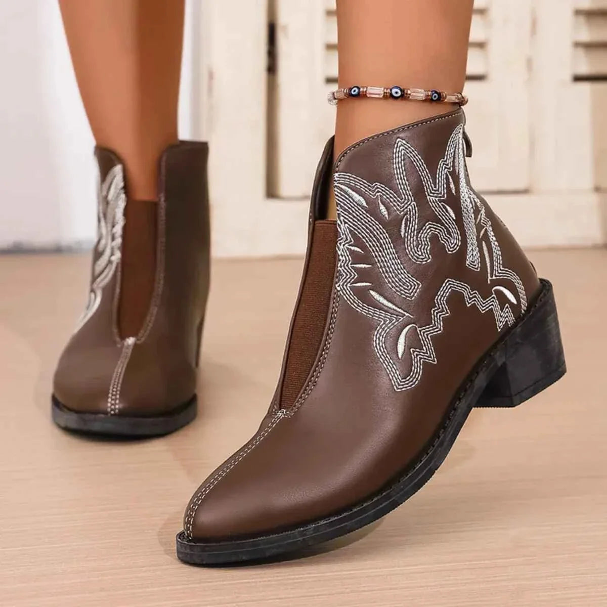 Western Embroidered : Ankle Boots