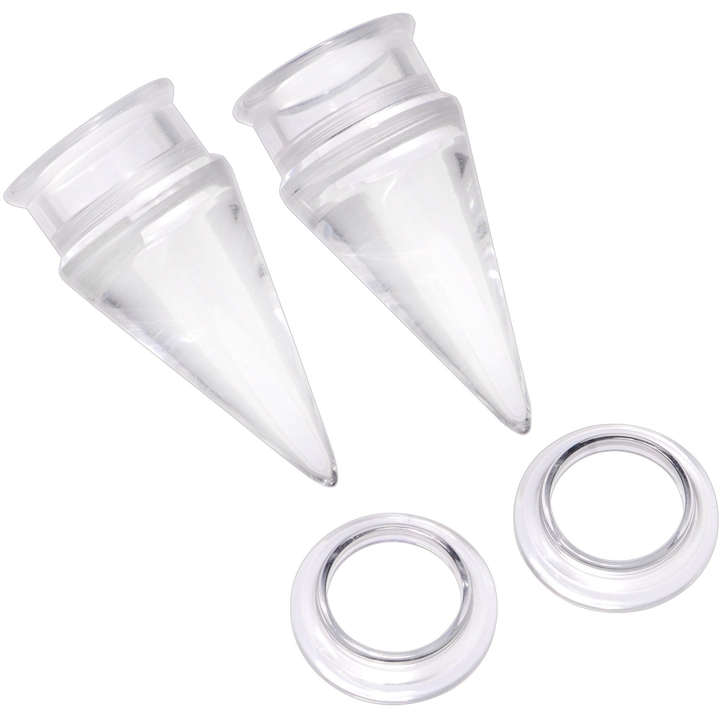 Clear 2 in 1 Interchangeable Screw Fit Plug and Taper Set