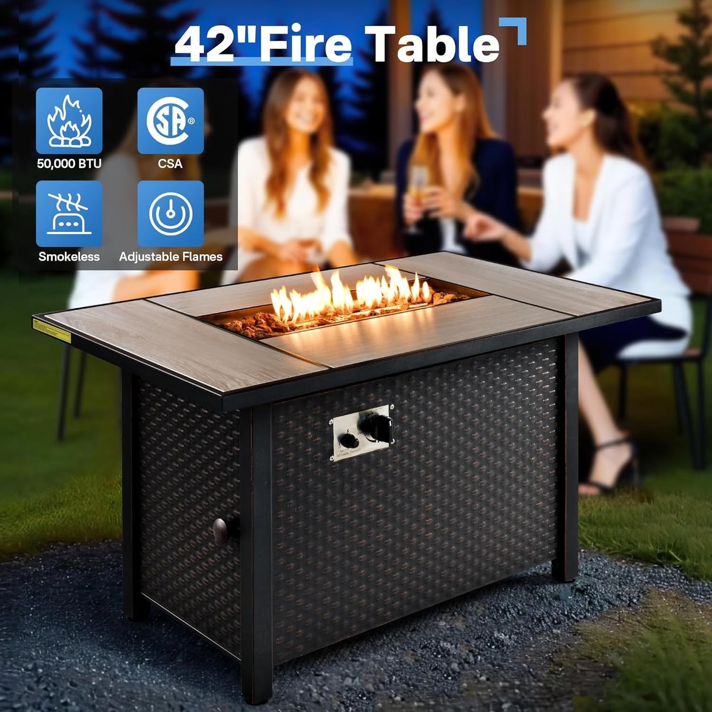 Outdoor Conversation Set with Fire Pit and Swivel Chairs