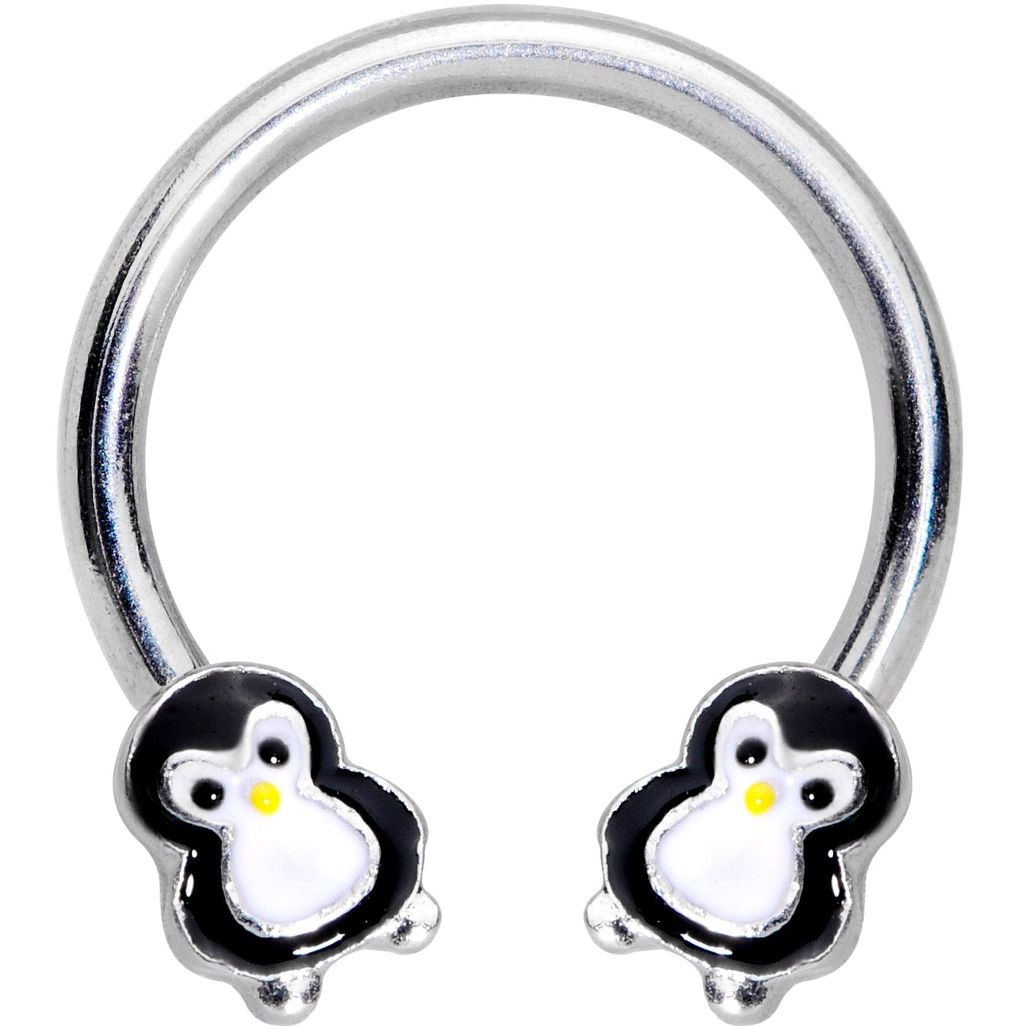 16G 3/8 Pudgy Penguin Horseshoe Curved Barbell