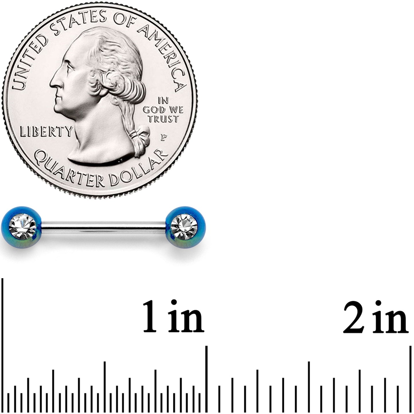 9/16 Clear Gem Blue Pearlescent Acrylic Barbell Nipple Ring Set