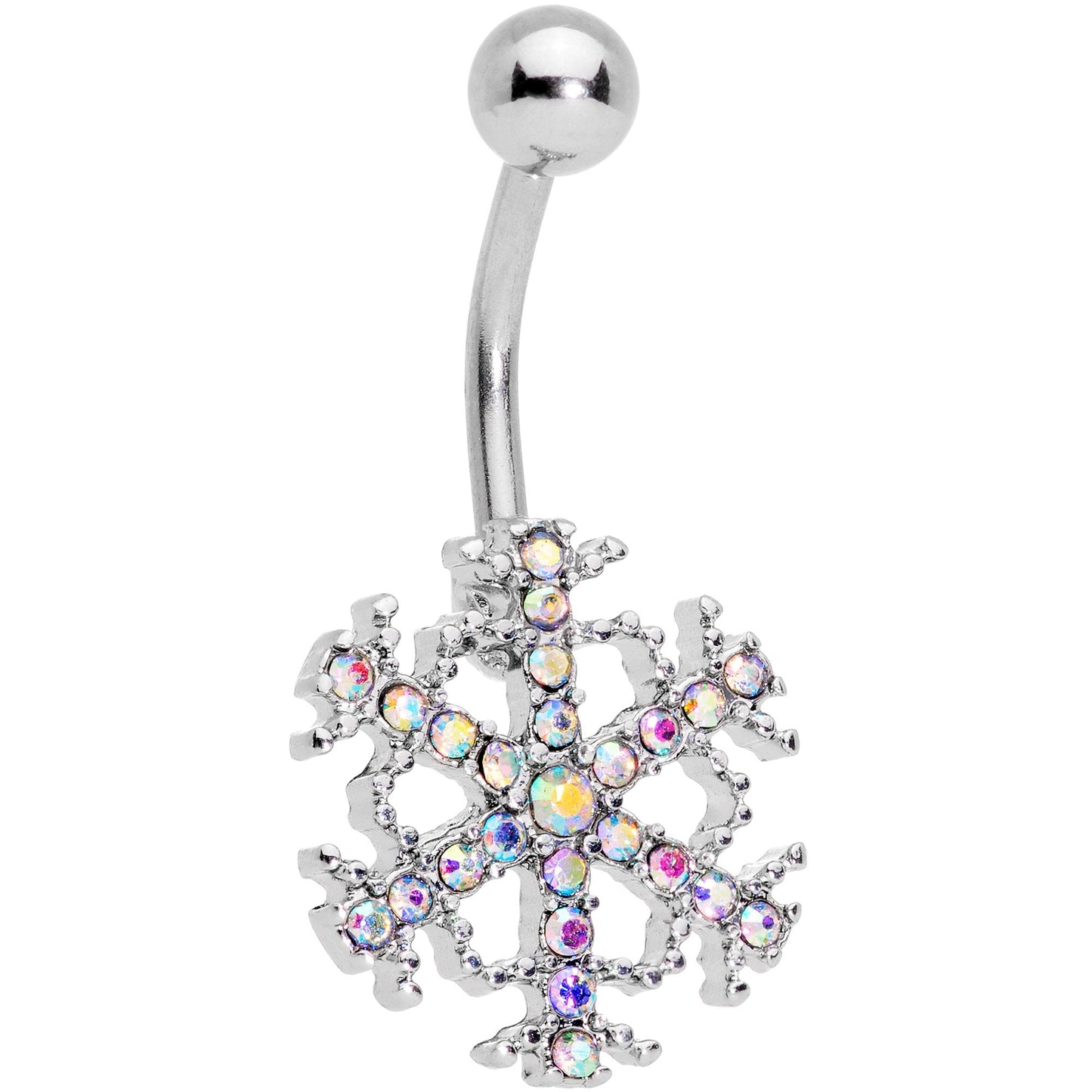 Aurora Gem Splashy Snowflake Belly Ring