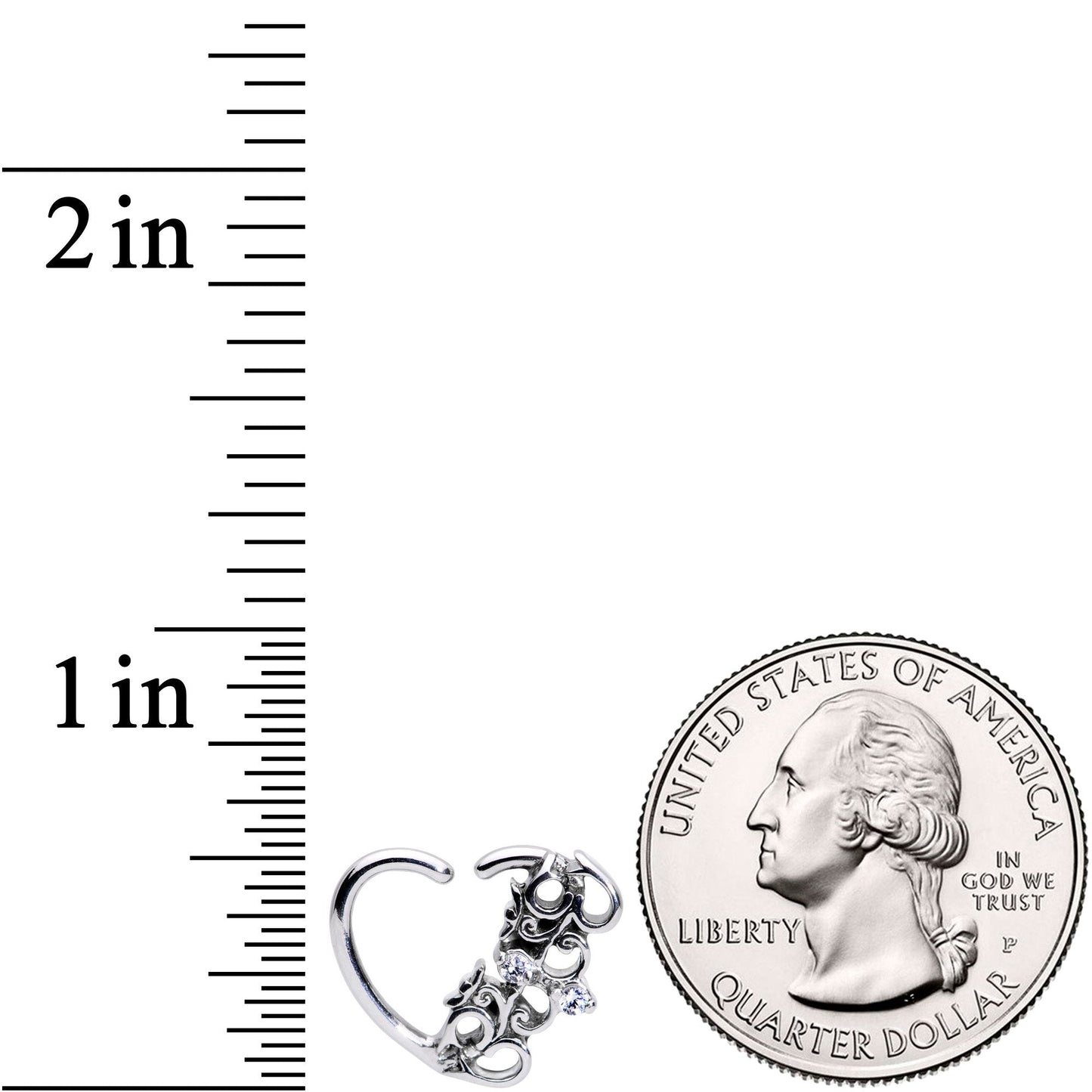 16G 3/8 Clear CZ Gem Abstract Hearts Left Heart Closure Ring