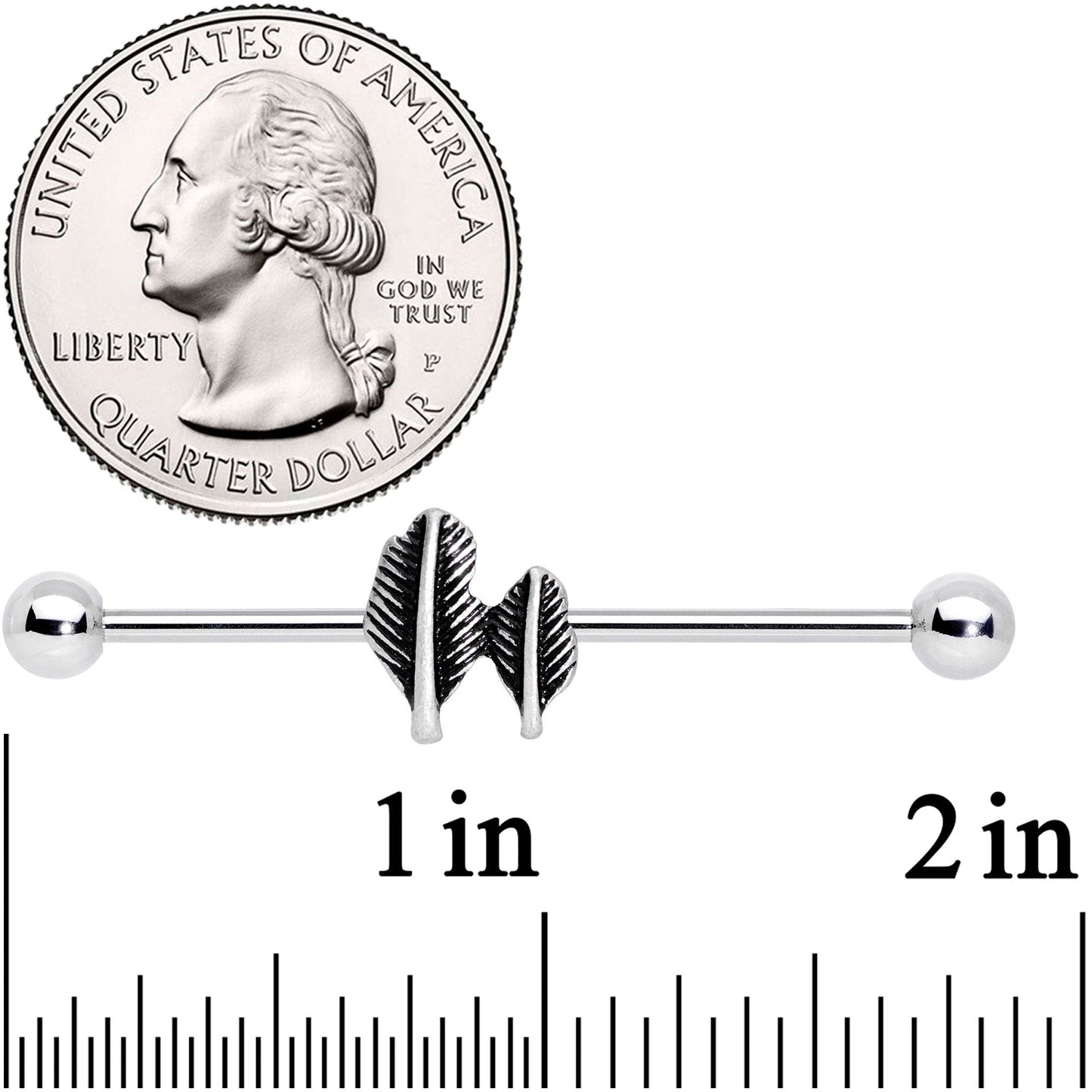 14G Southwest Feathers Industrial Barbell 38mm