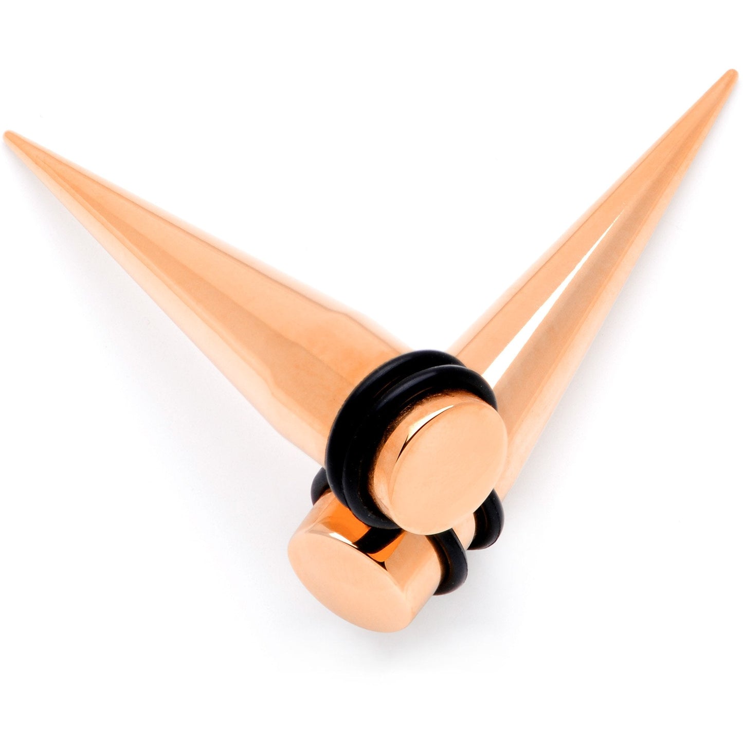 Rose Gold Tone Anodized Straight Taper Set Available in Sizes 14G to 00G