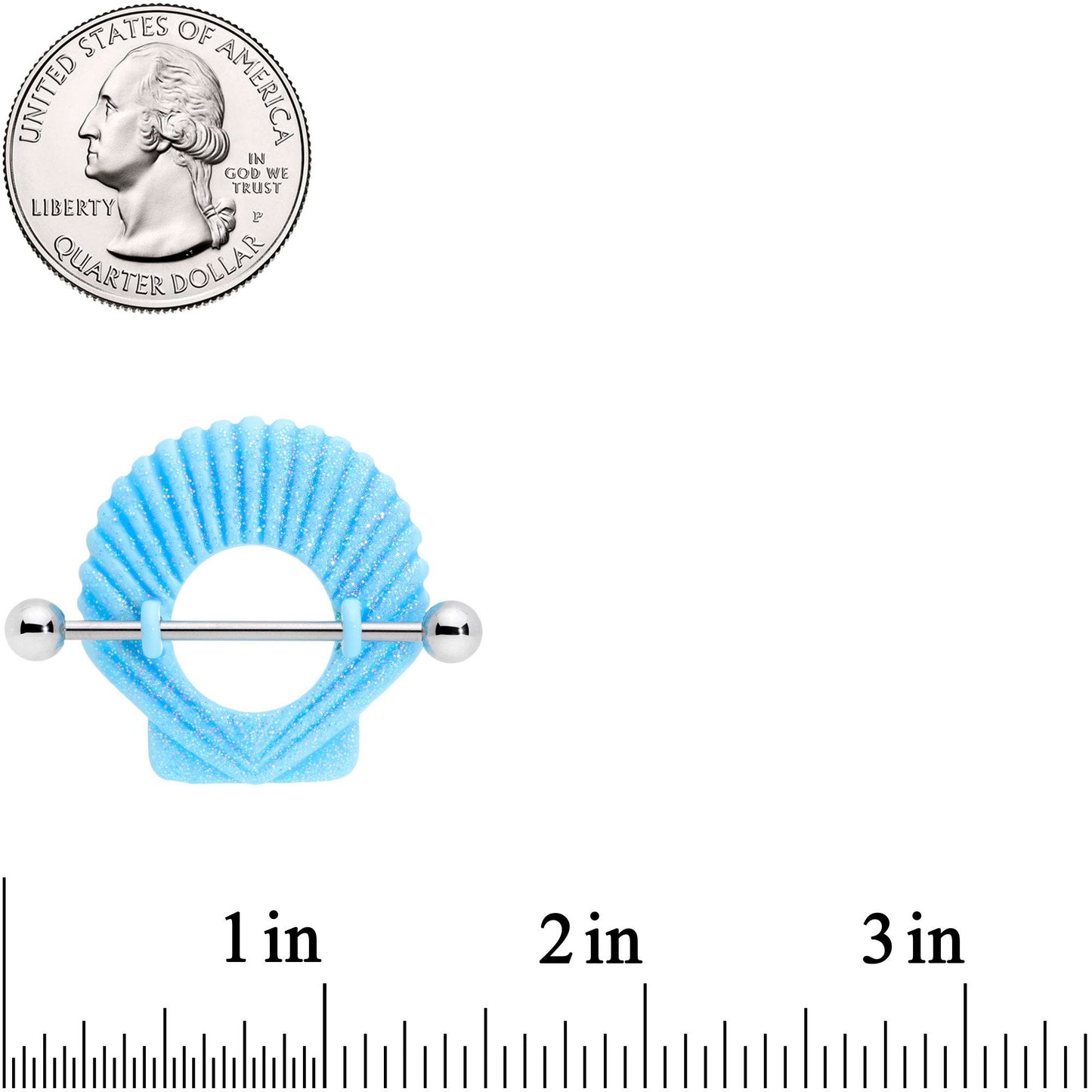 14G 29mm Blue Shimmer Mermaid Shell Nautical Nipple Shield Set