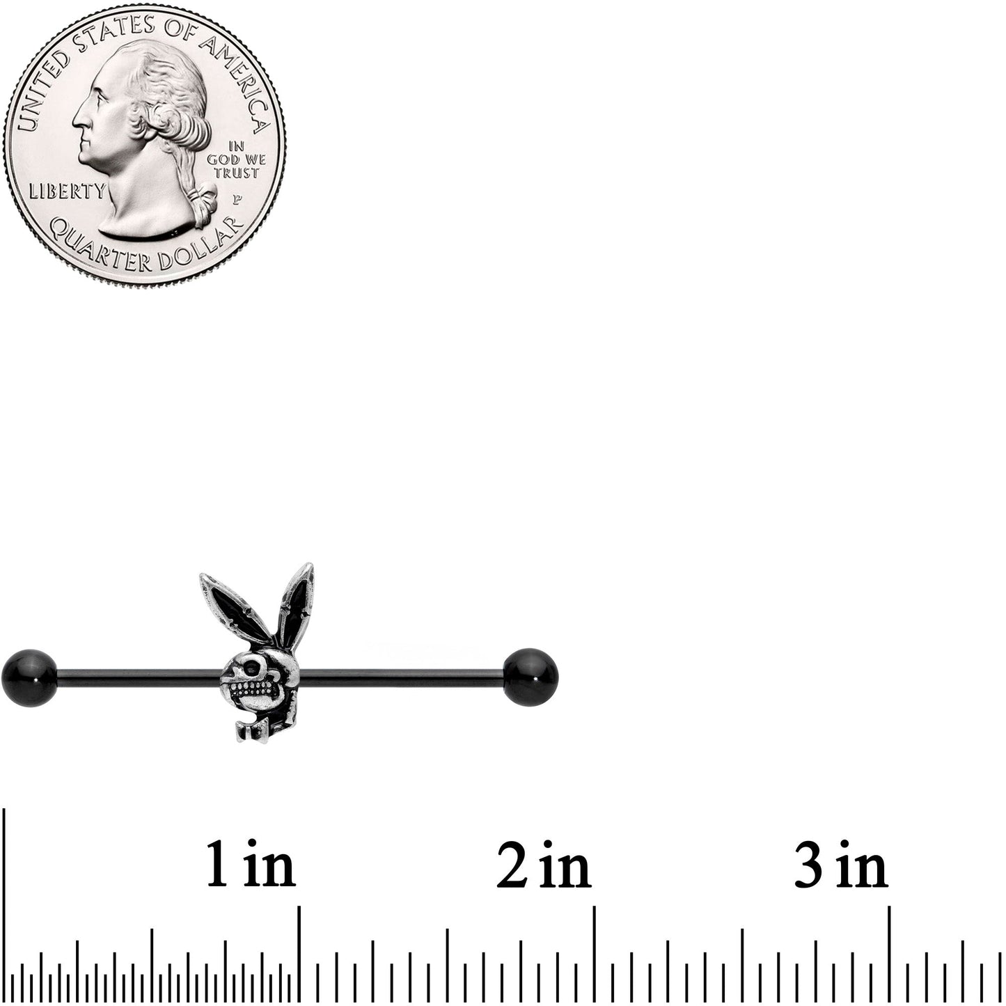 14G Licensed Playboy Bunny Skeleton Industrial Barbell 38mm
