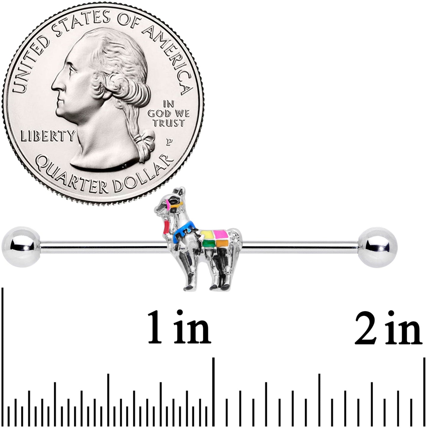 14G Colorful Drama Llama Industrial Barbell 38mm