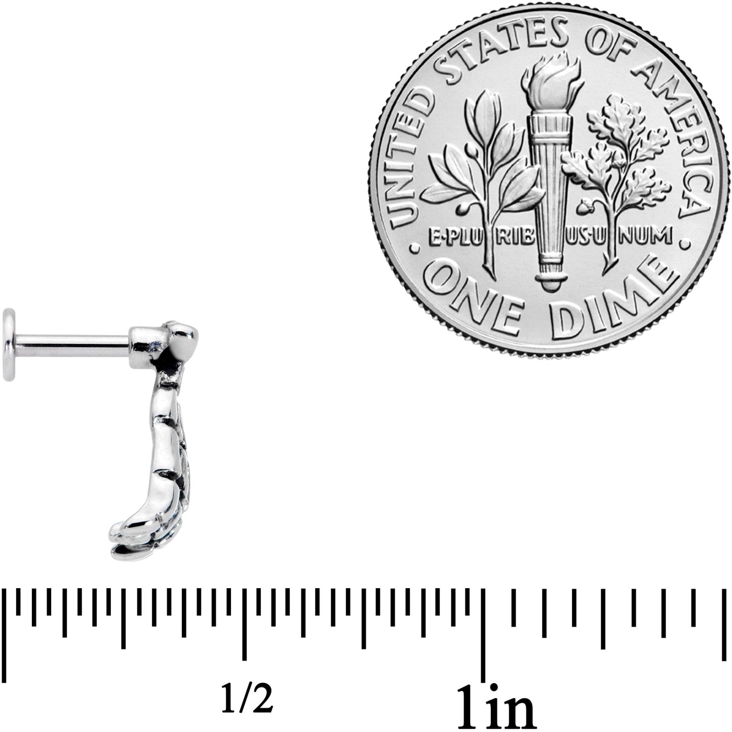 16G 1/4 Spooky Skeleton Hand Halloween Labret Monroe Tragus