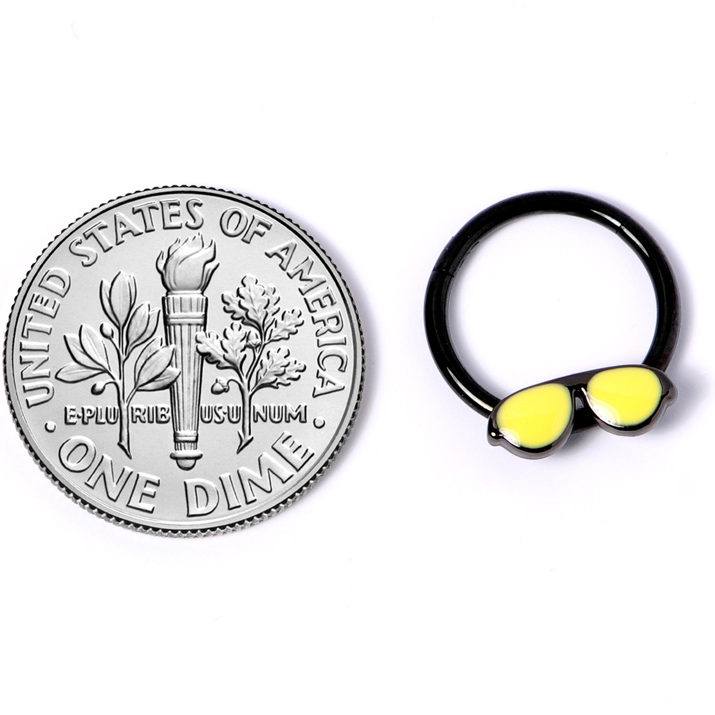 16G 3/8 Black Yellow Aviator Sunglasses Hinged Segment Ring