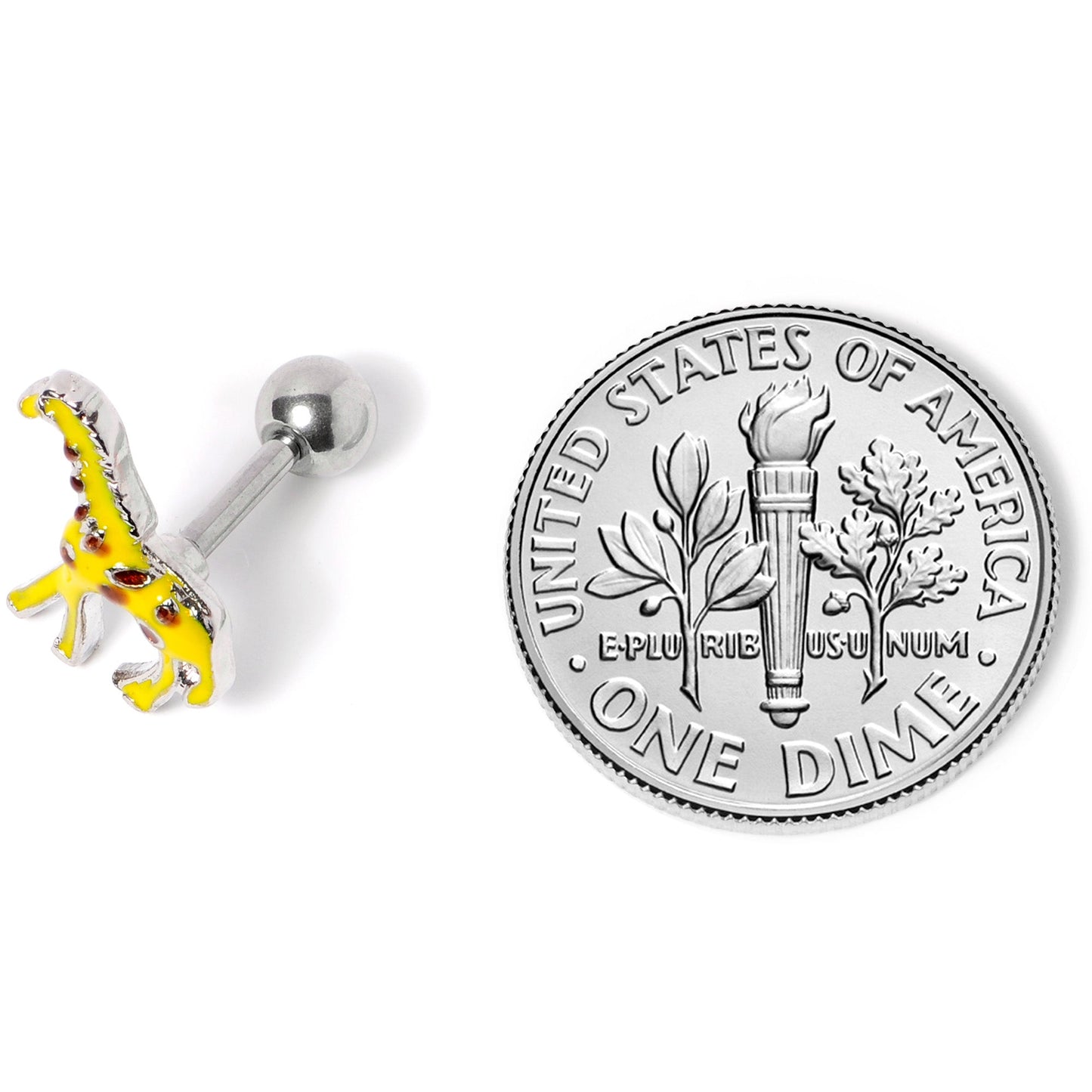 16G 1/4 Brown Yellow Giraffe Cartilage Tragus Earring