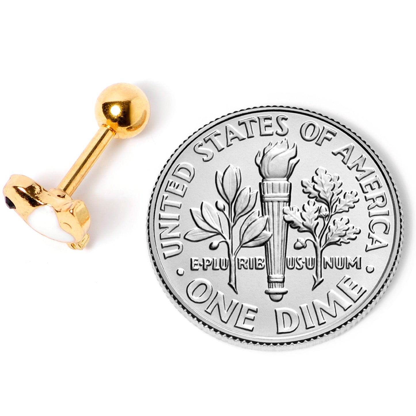 16G 1/4 Black Gem Gold Tone Baby Bird Cartilage Tragus Earring