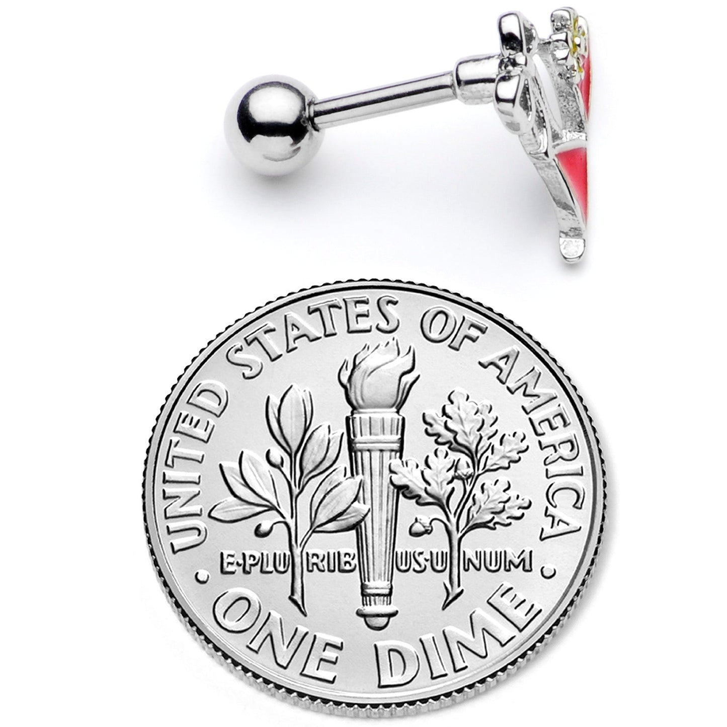 16G 1/4 Red Itty Bitty Bikini Cartilage Tragus Earring