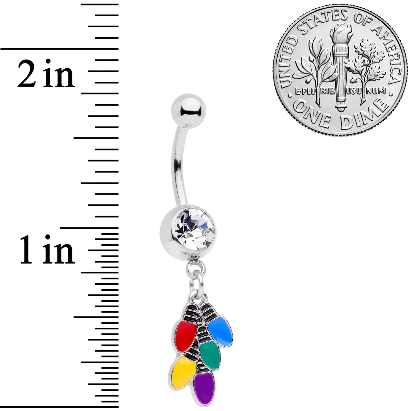 Clear Gem Christmas Lights Holiday Dangle Belly Ring