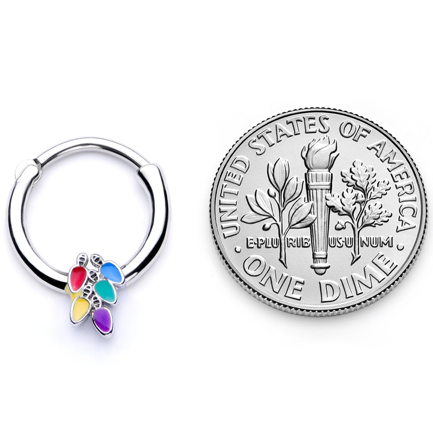 16G 3/8 Christmas Lights Holiday Septum Clicker