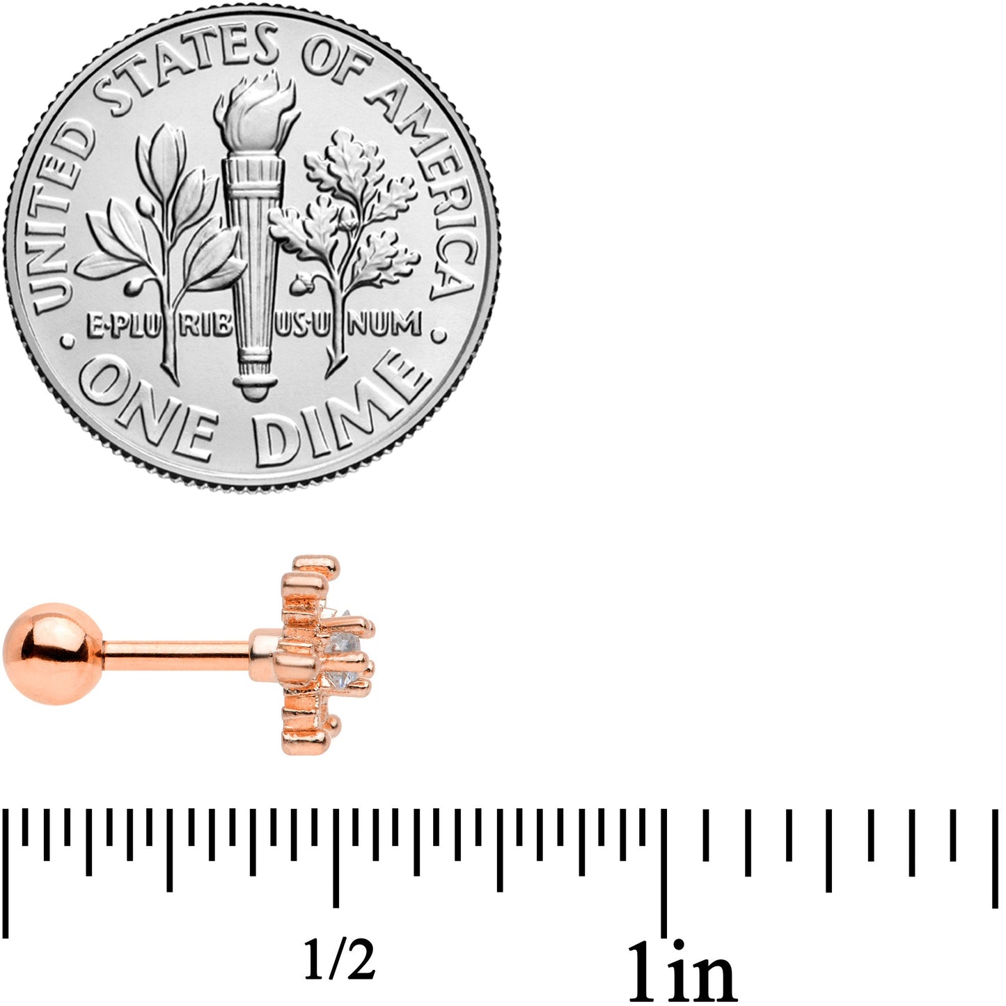 16G 1/4 Clear Gem Rose Gold Tone Snowflake Cartilage Tragus