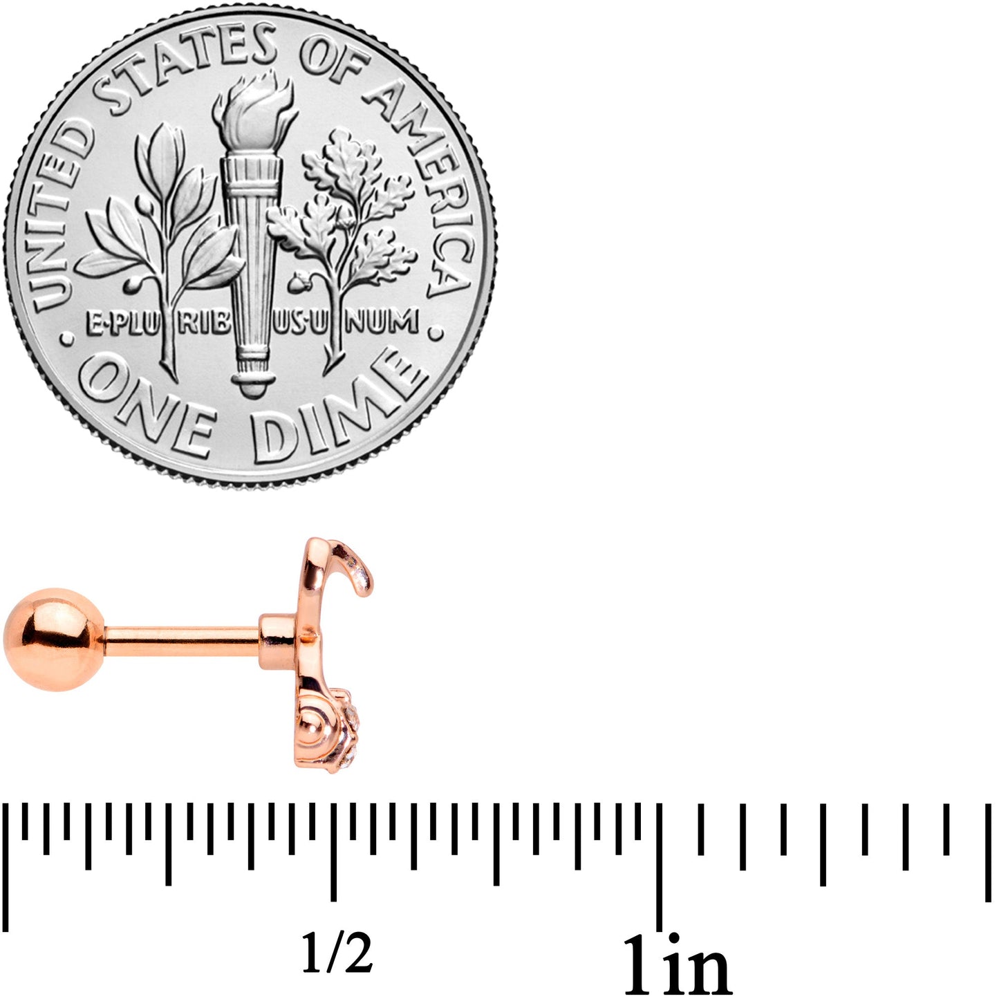 16G 1/4 Clear Gem Rose Gold Tone Bunny Headphone Cartilage Tragus