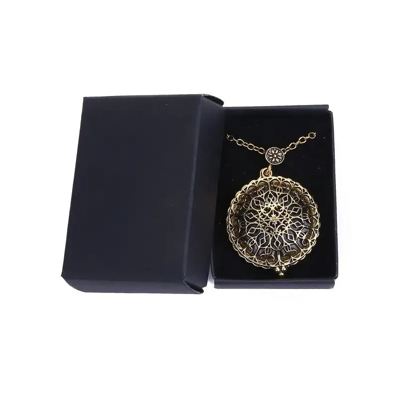 Hollow Retro Magnifying Glass Necklace Alloy Plating