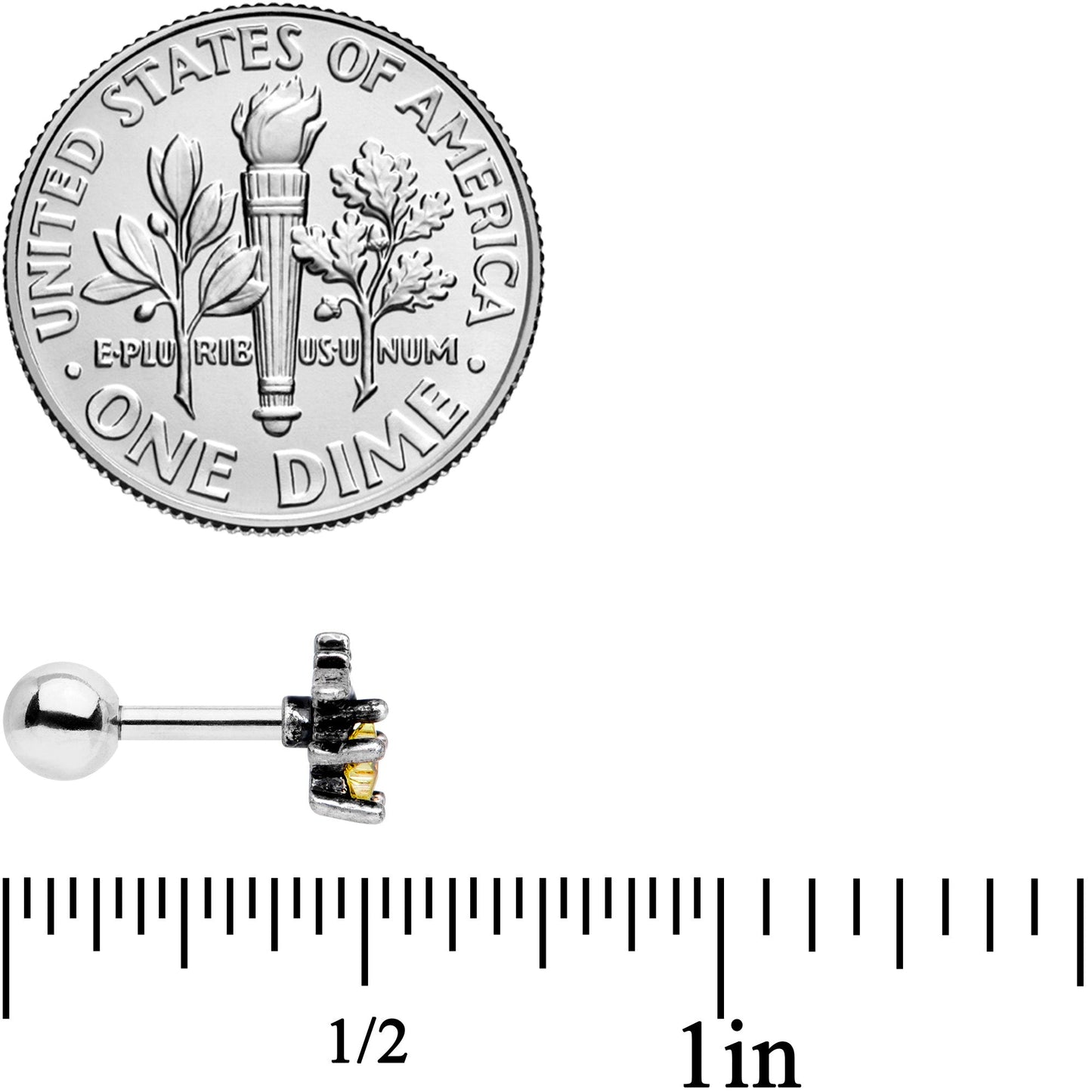 16G 1/4 Yellow Gem Shooting Star Cartilage Tragus Earring