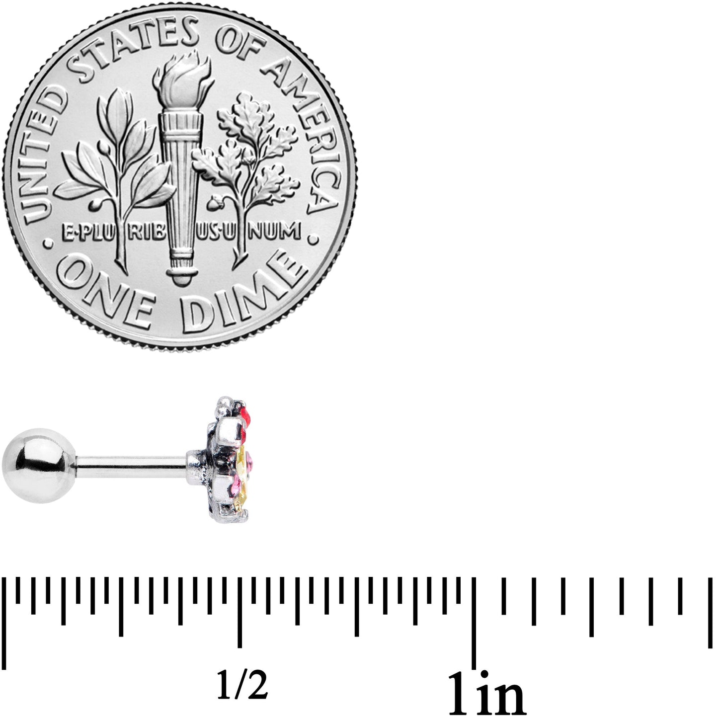 16G 1/4 Red Yellow Gem Art Deco Butterfly Cartilage Tragus