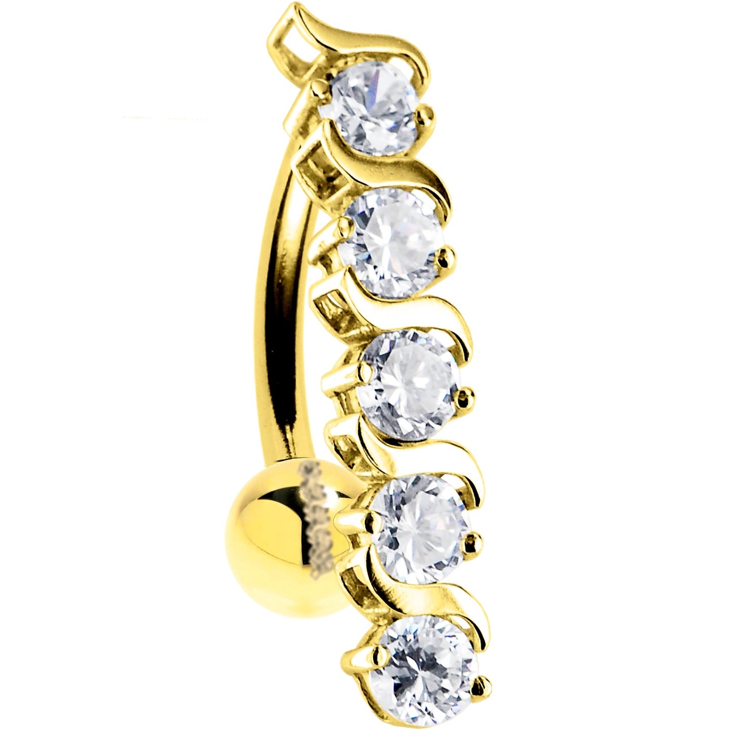 16G Solid 14K Yellow Gold Top Drop Cubic Zirconia Delight Belly Ring